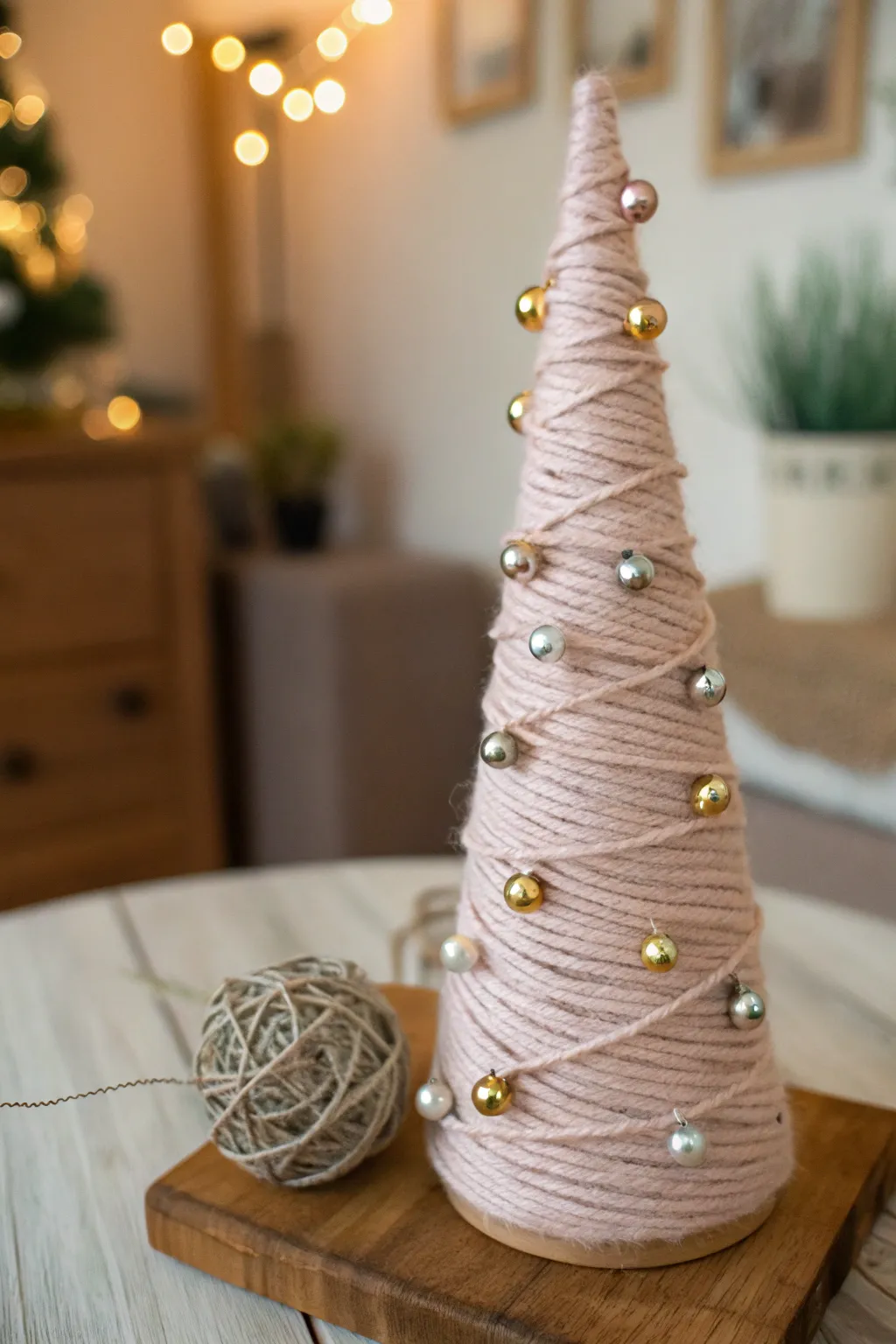Create a touch of festive magic with these charming yarn trees, perfect for a cozy, minimalist Christmas vibe.