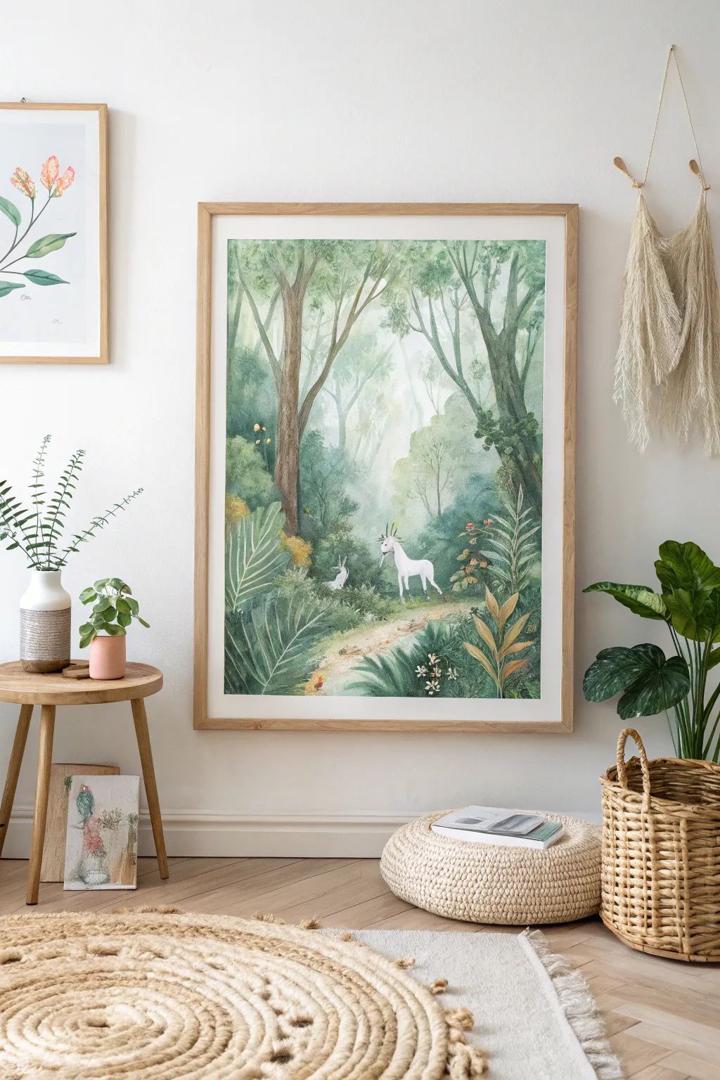 Step into a world of magic with this enchanting watercolor forest scene. 🌿✨ #EnchantedForest #WatercolorArt #ScandiBoho