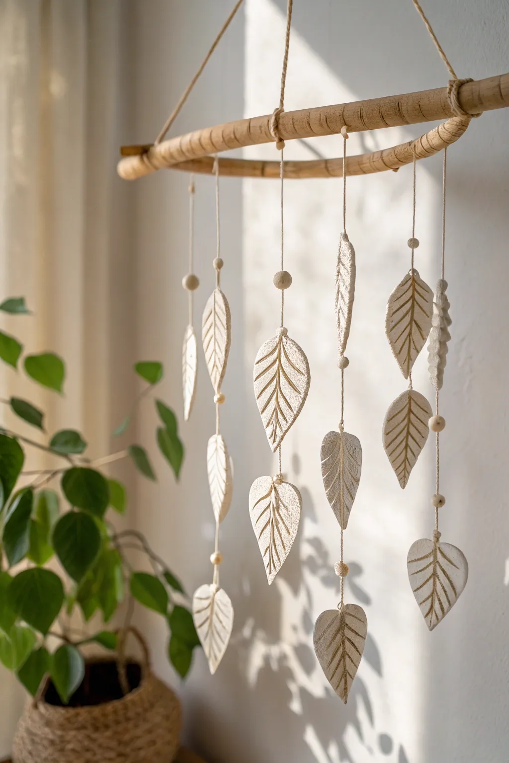 Elevate your space with the whimsical elegance of a handcrafted clay mobile.