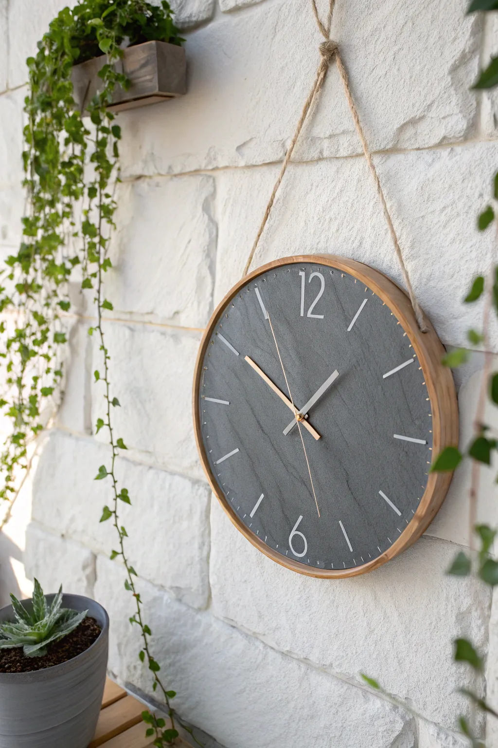 Timeless elegance: this handcrafted slate clock combines minimalist Scandinavian design with a boho twist.