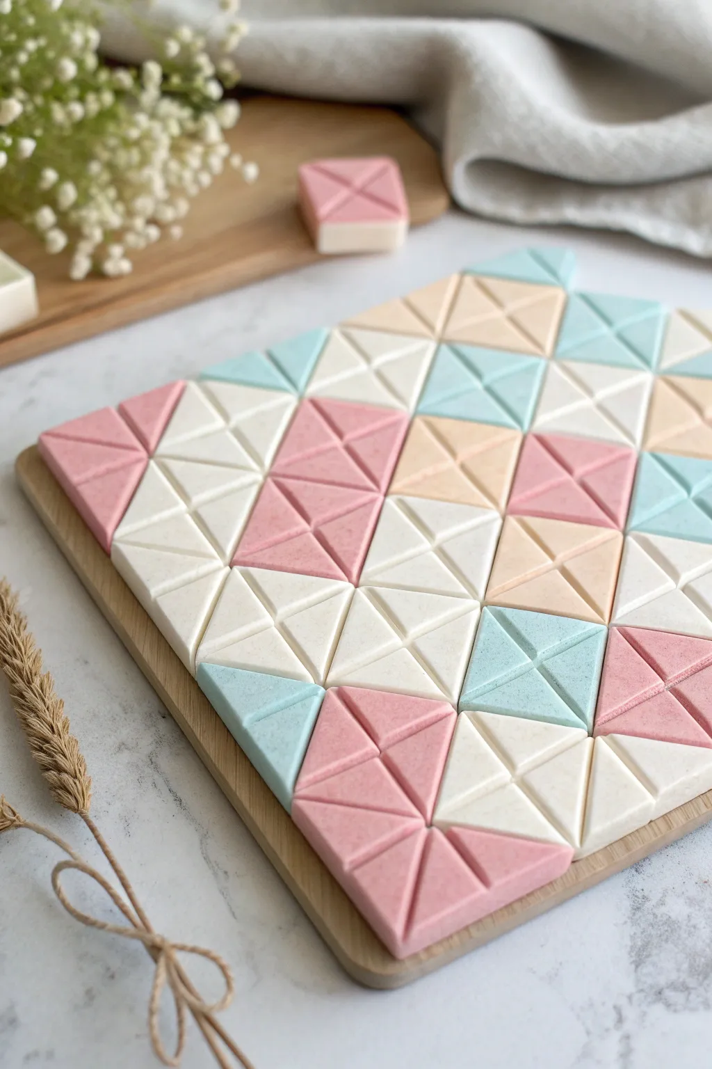 Discover the joy in simplicity with pastel foam mosaics, where creativity meets tranquility.