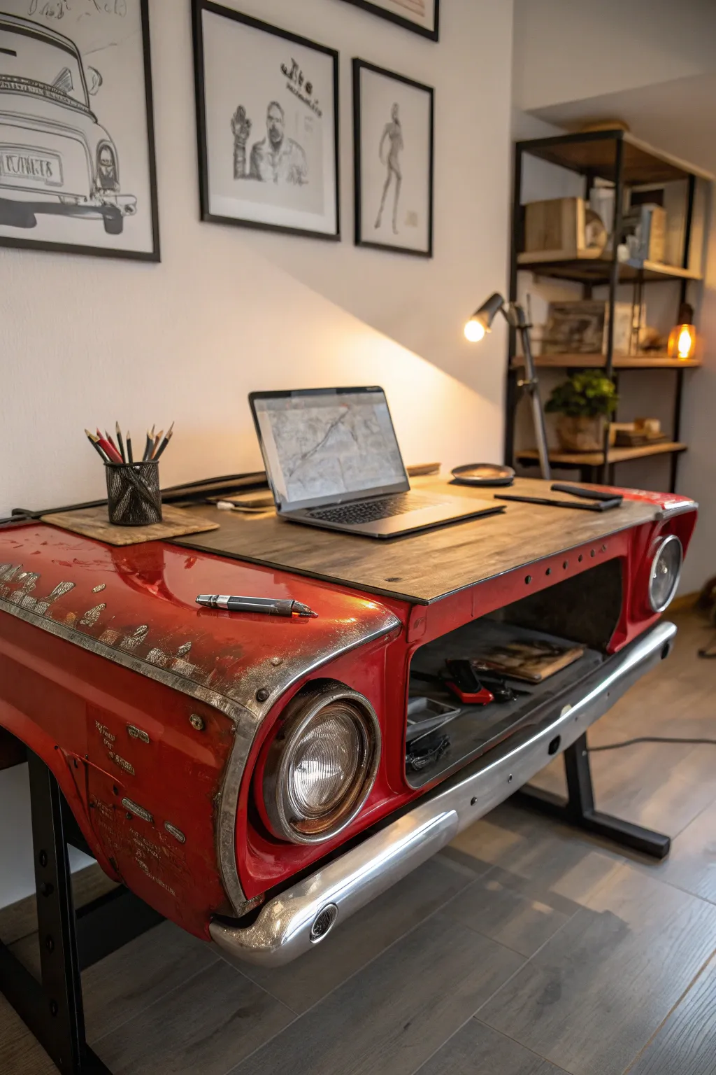 Rev up your creativity with a Tailgate Desk that blends vintage charm and modern functionality.