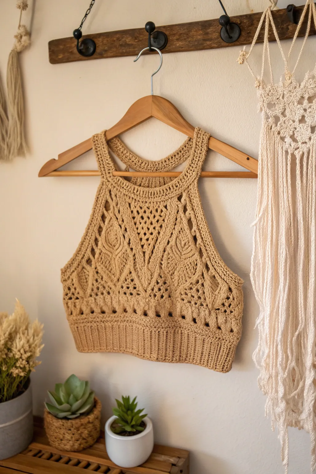 Embrace elegance and simplicity with this stunning high-neck crochet crop top—perfect for any occasion.