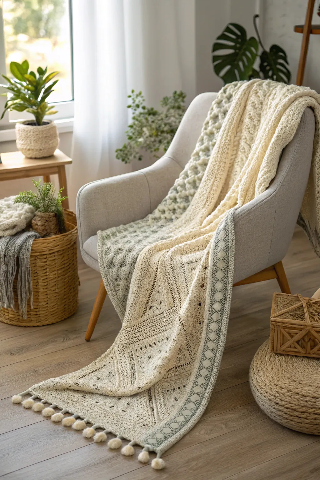 Embrace warmth and style with a beautifully crafted crochet throw, perfect for adding a personal touch to any room.