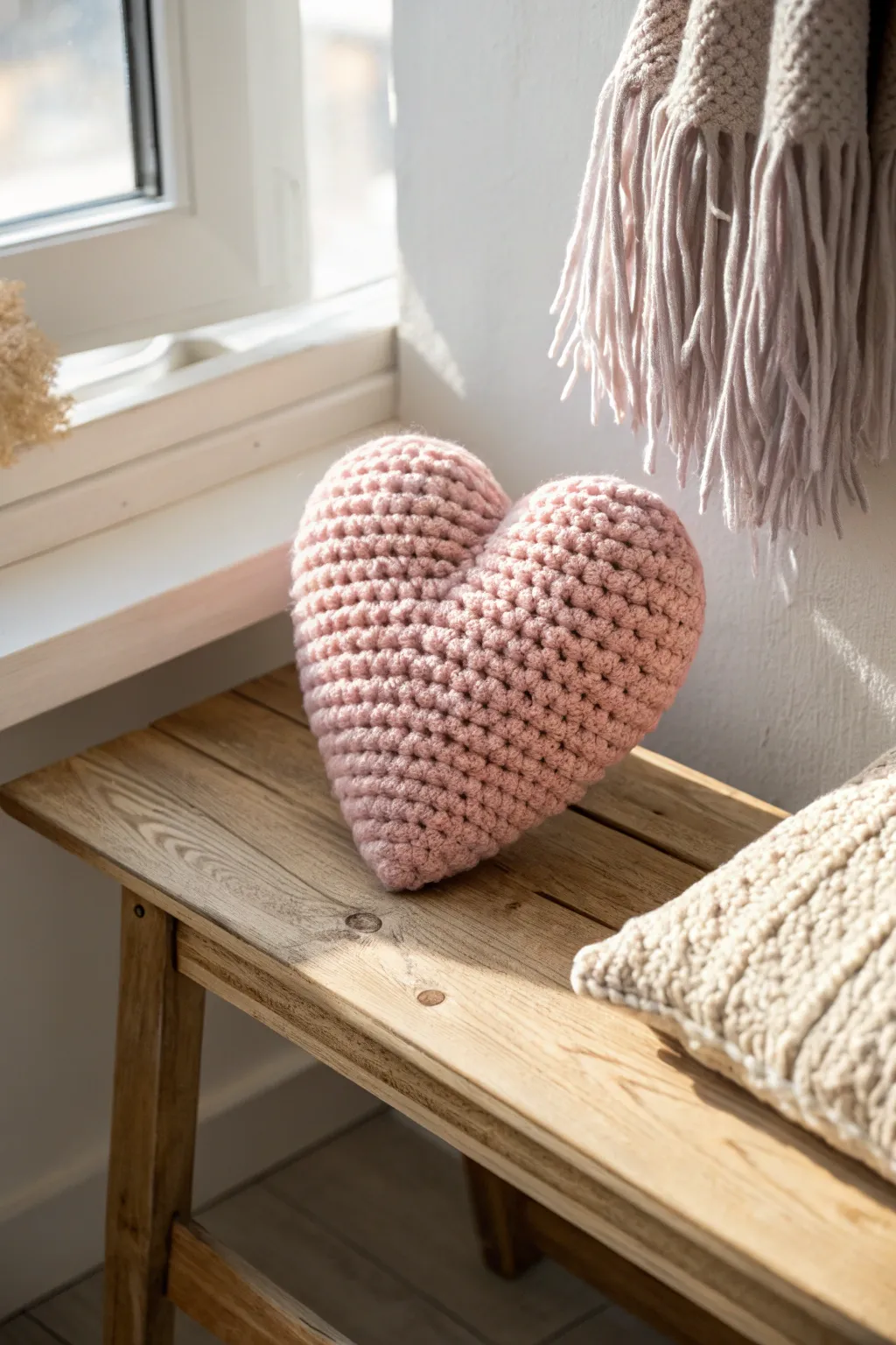 Embrace the warmth and simplicity of handcrafted love with this charming crochet heart plush toy.