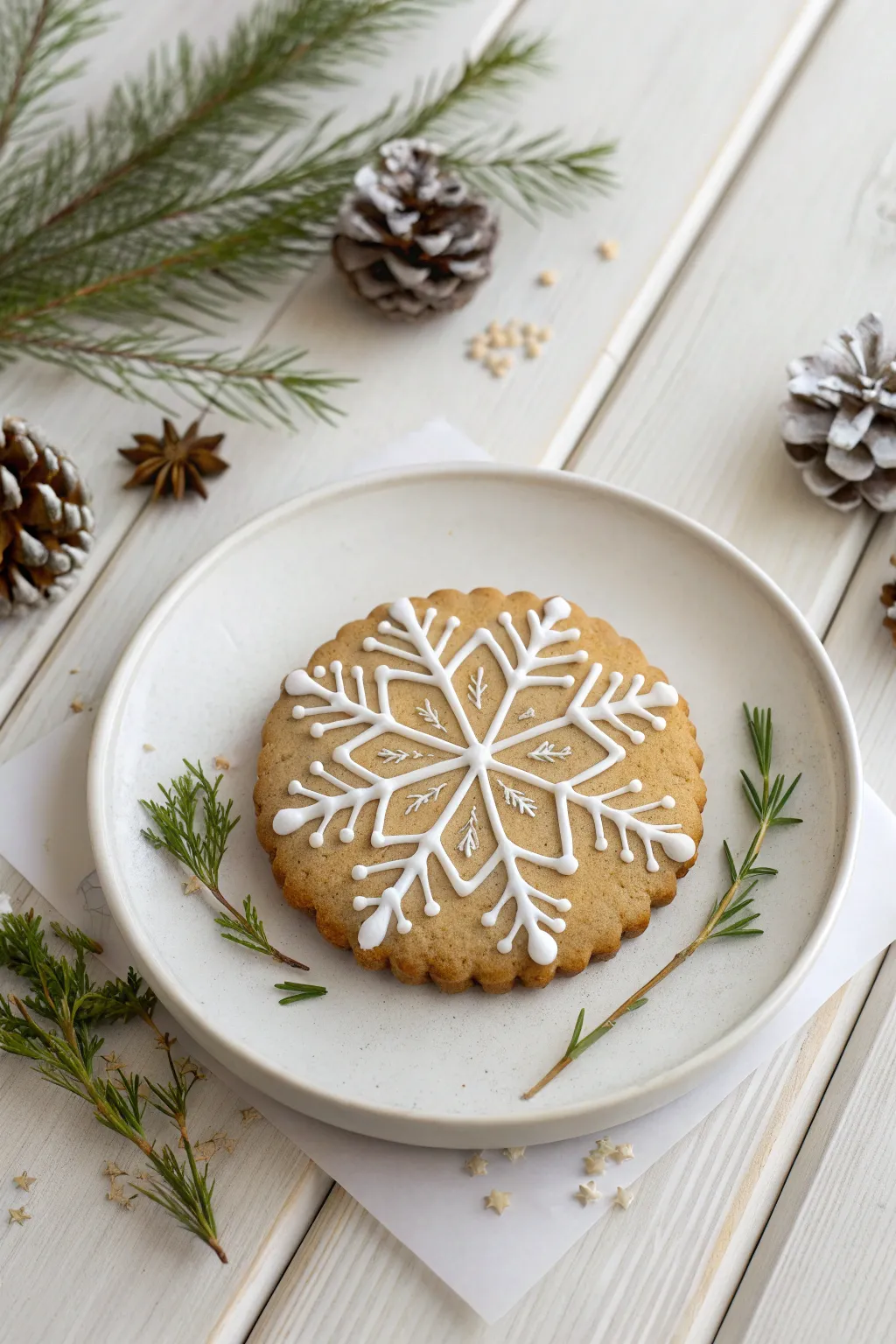 Capture the essence of winter with this beautifully crafted snowflake cookie, perfect for any seasonal gathering.