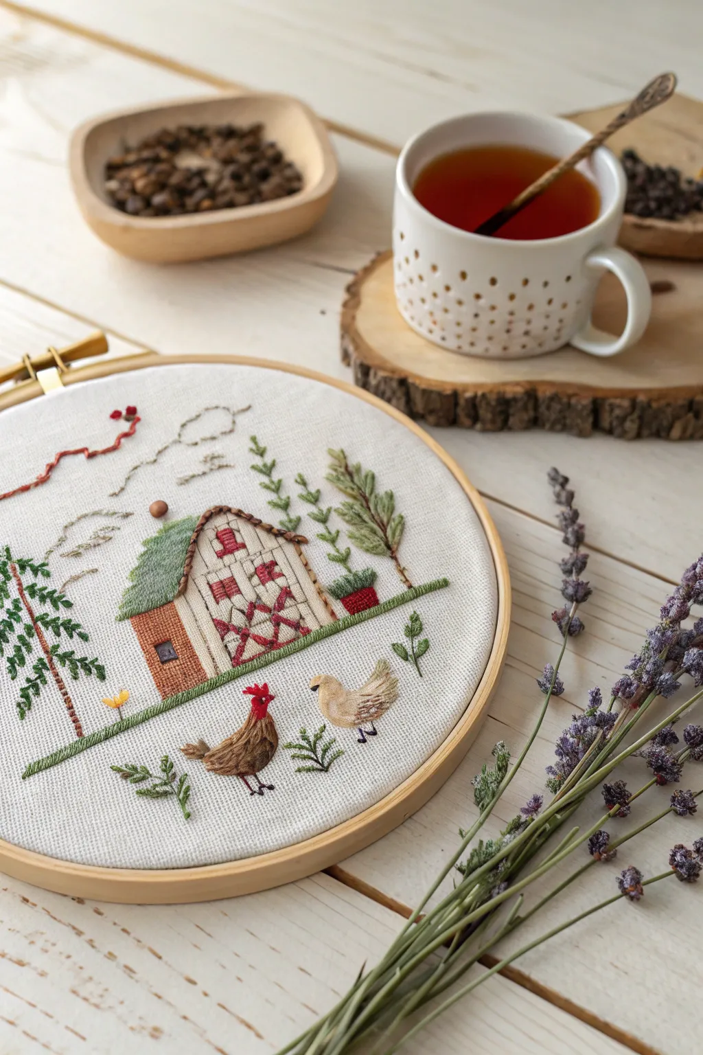 Embrace the charm of the countryside with this rustic farm scene cross-stitch, a perfect blend of simplicity and craftsmanship.