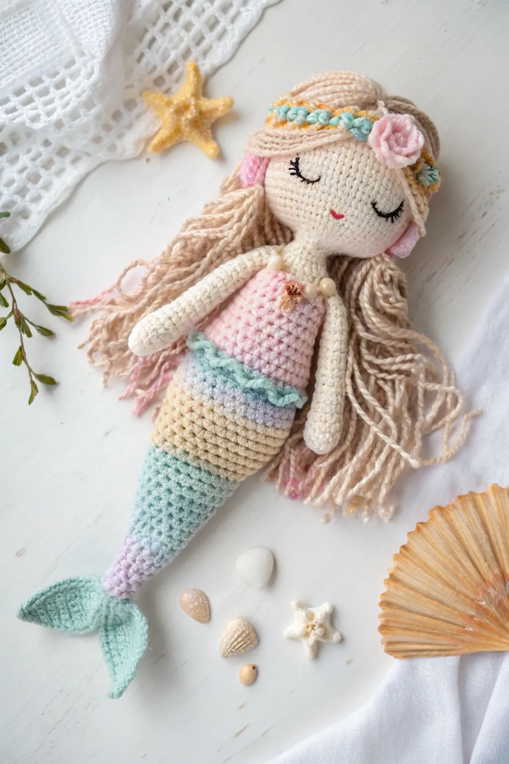Dive into whimsy with this enchanting crochet mermaid, where simplicity meets magic.