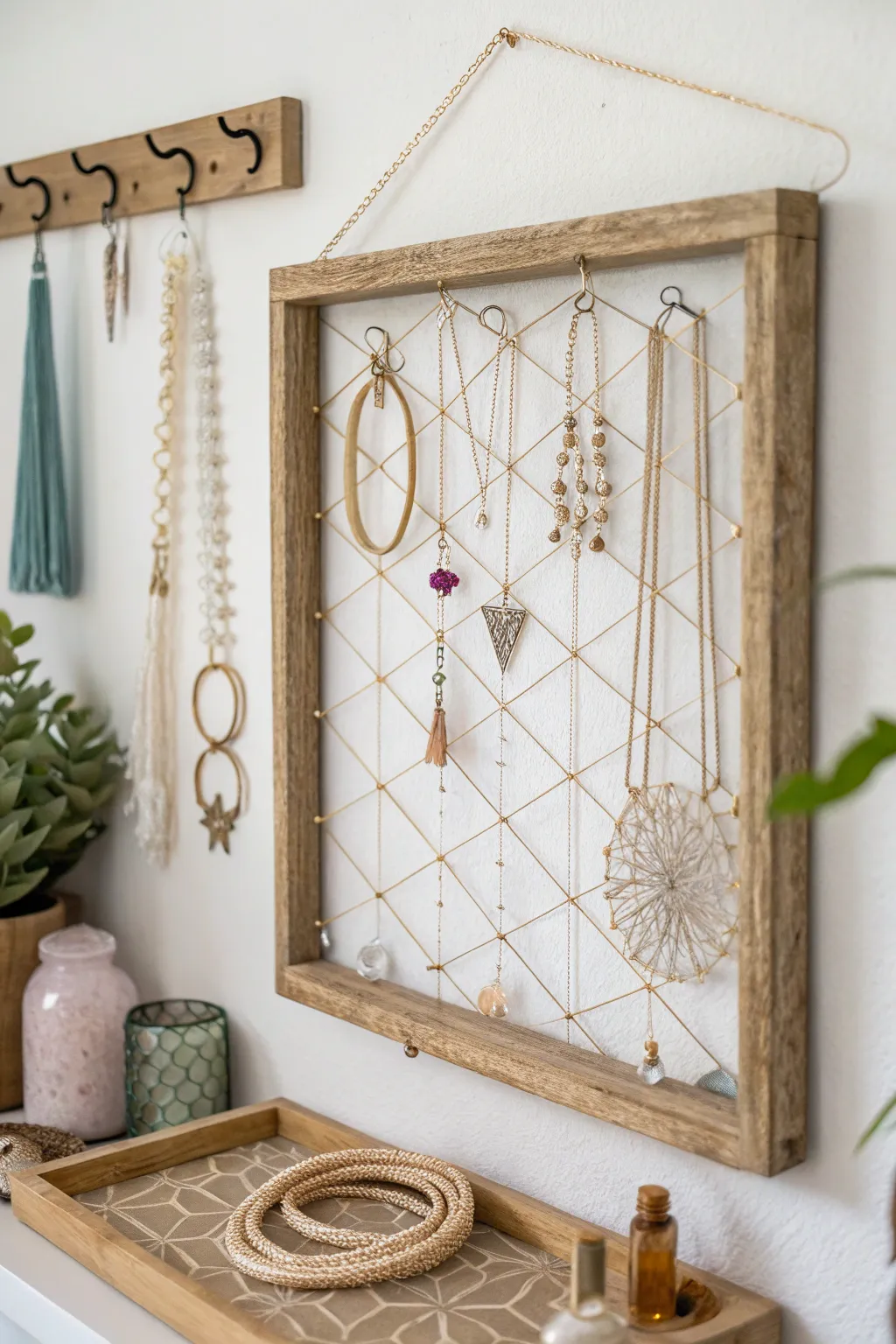 Elevate your space with this charming DIY jewelry organizer, where simplicity meets elegance.