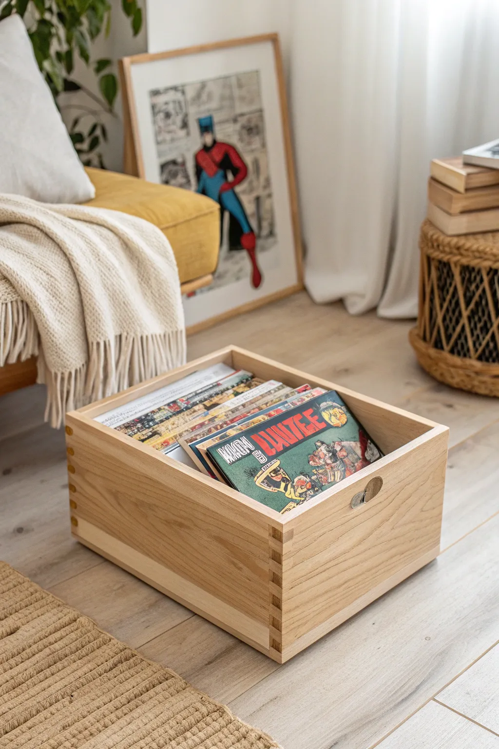 Add a splash of hero-inspired color to your minimalist space with this comic book box!