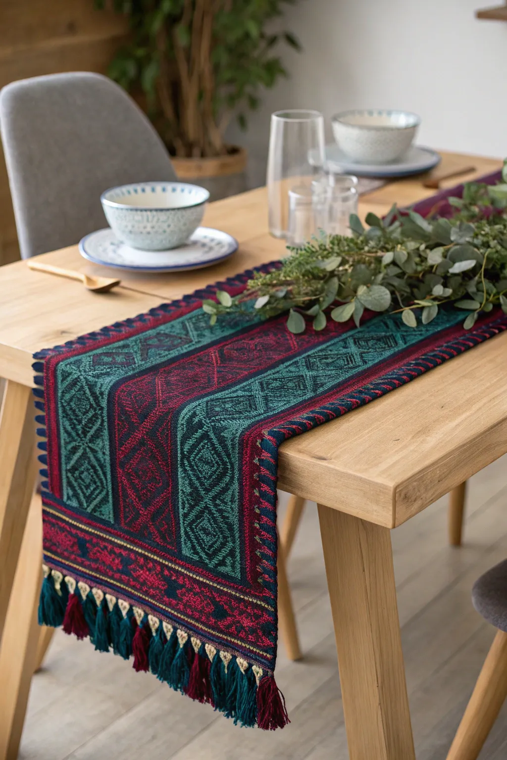 Elevate your Diwali celebrations with a handcrafted table runner that blends vibrant tradition with minimalist elegance.