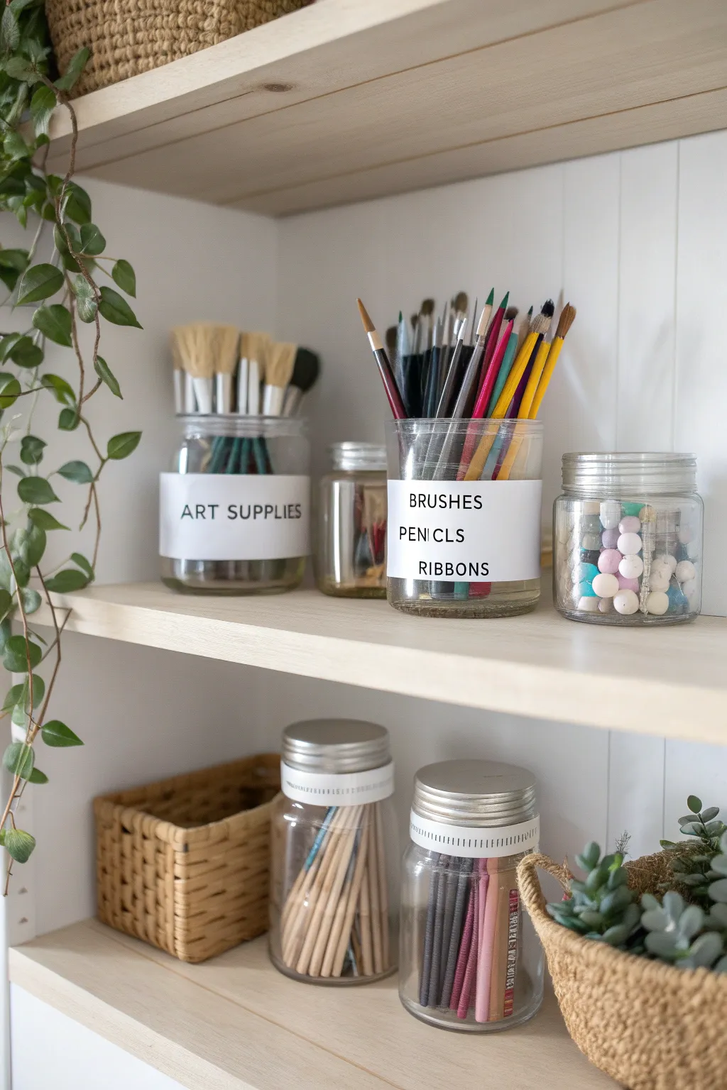 Organize your creativity with style: Clear labels for a clutter-free art space!