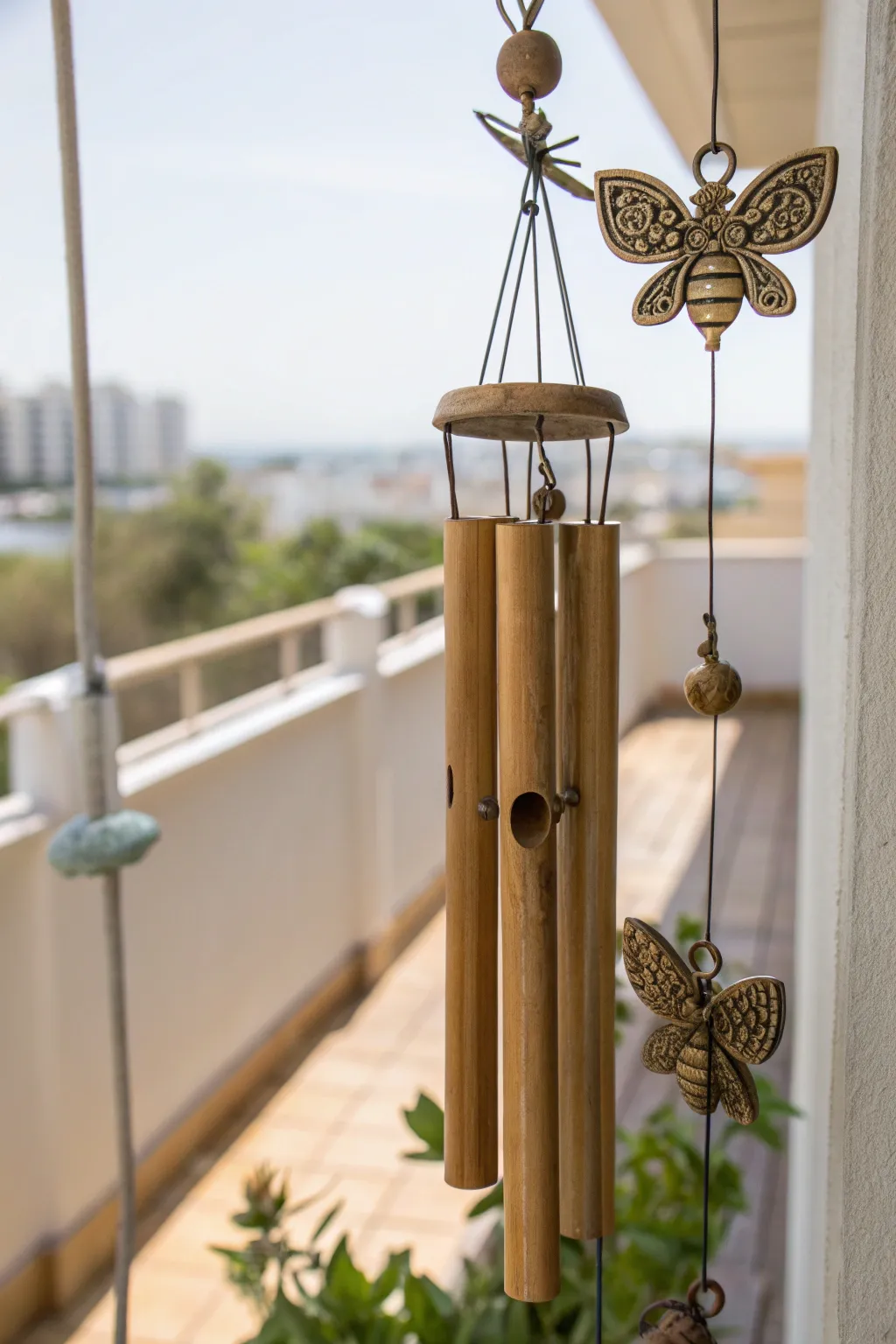 Embrace serenity with this handcrafted bee-themed wind chime, where nature meets minimalist elegance.