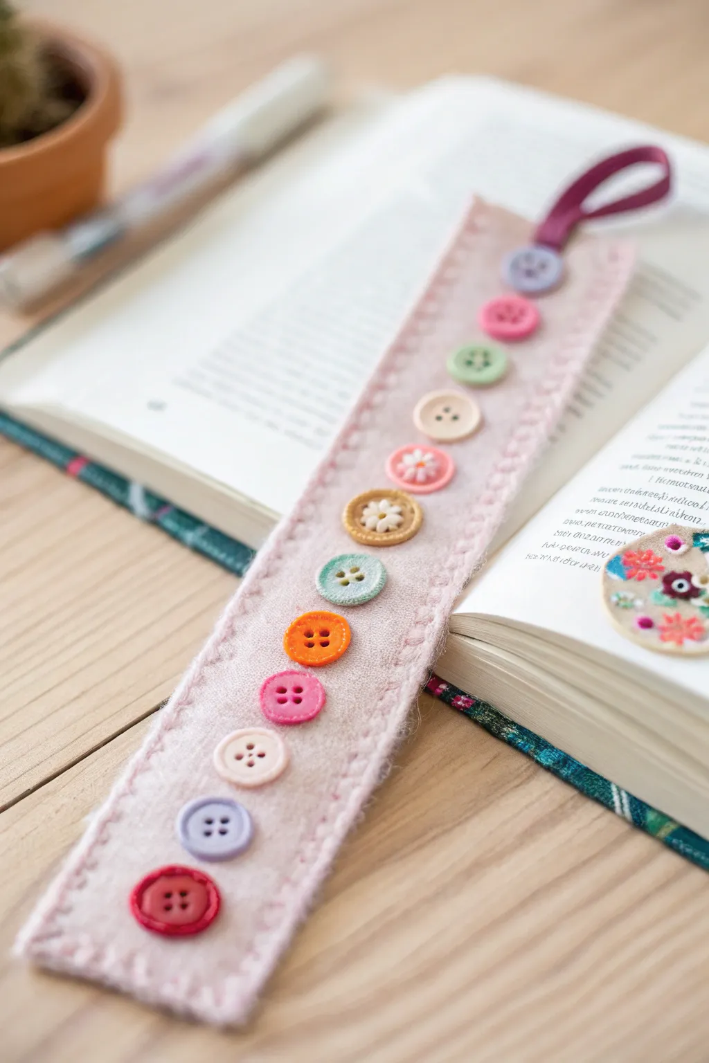 Craft a touch of whimsy with these charming button bookmarks—perfect for little readers!