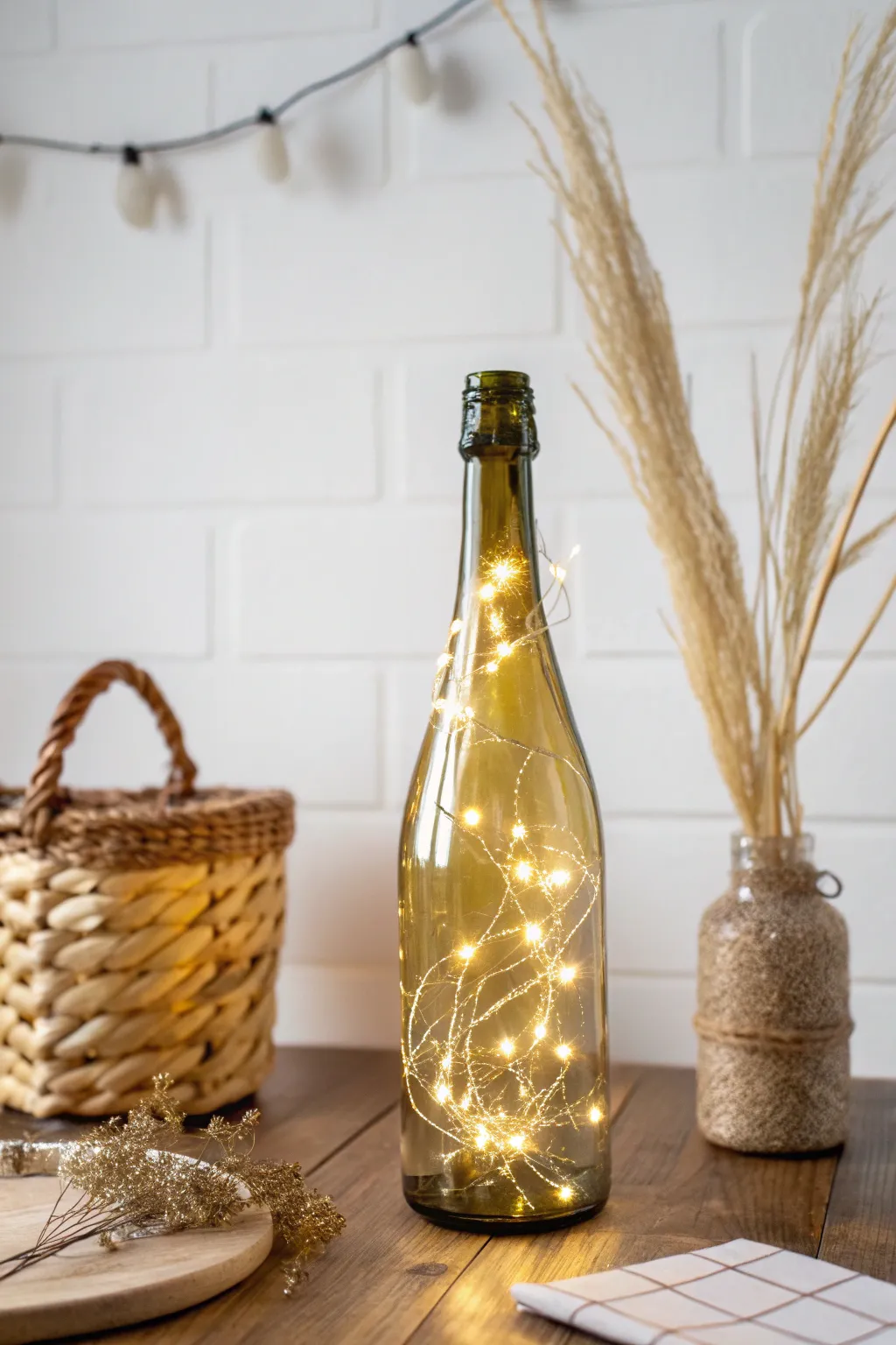 Illuminate your evenings with a touch of magic: DIY LED champagne bottle decor.