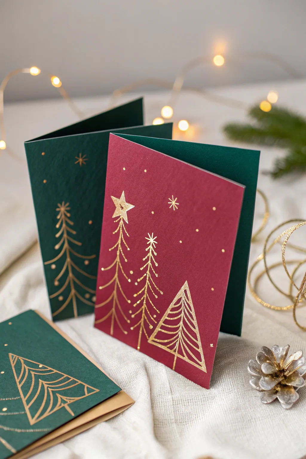 Elevate your holiday greetings with the luxurious allure of jewel-toned cards, where minimalist style meets festive charm.