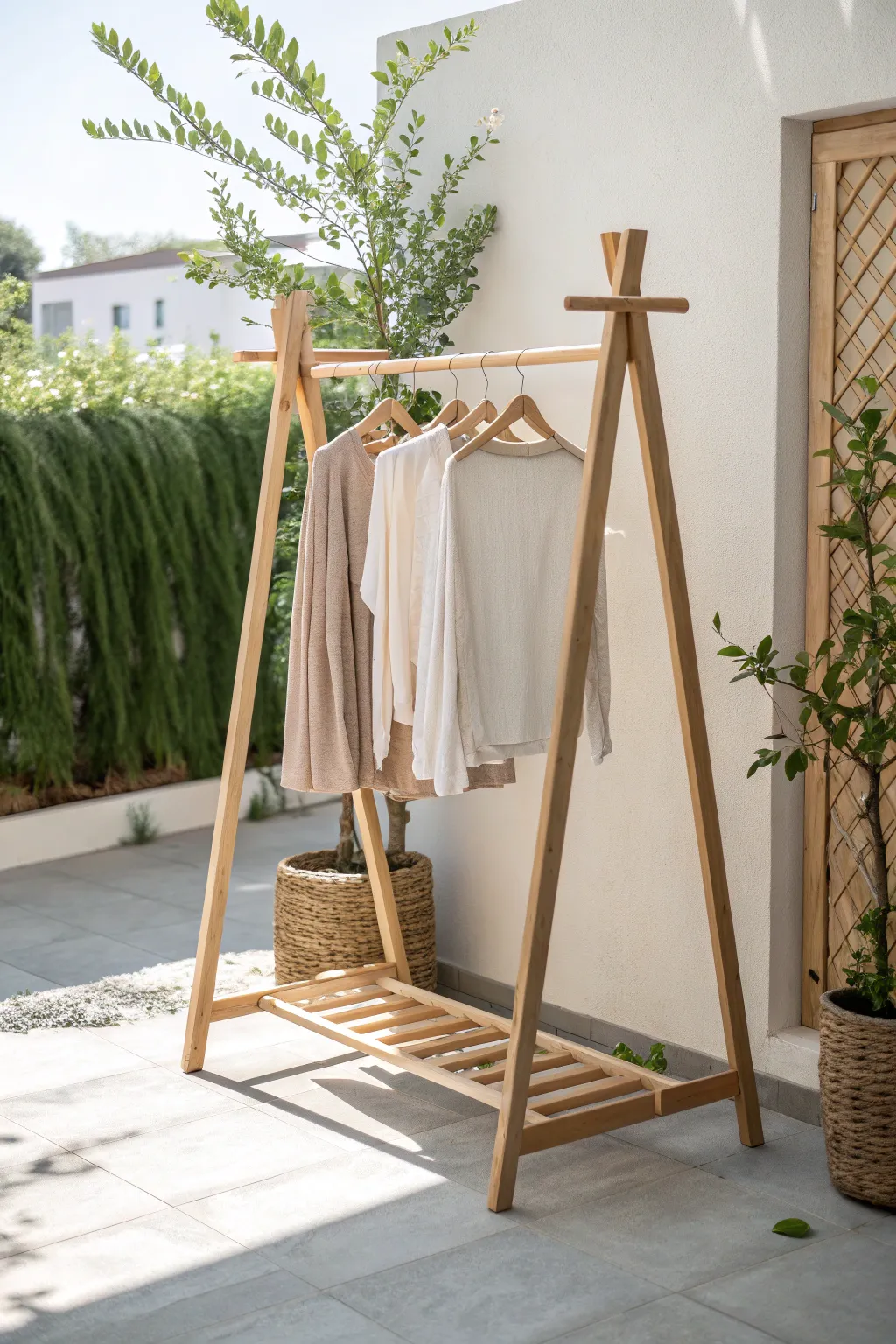 Elevate your yard sale with this stunning DIY clothes rack—simplicity and style in perfect harmony.