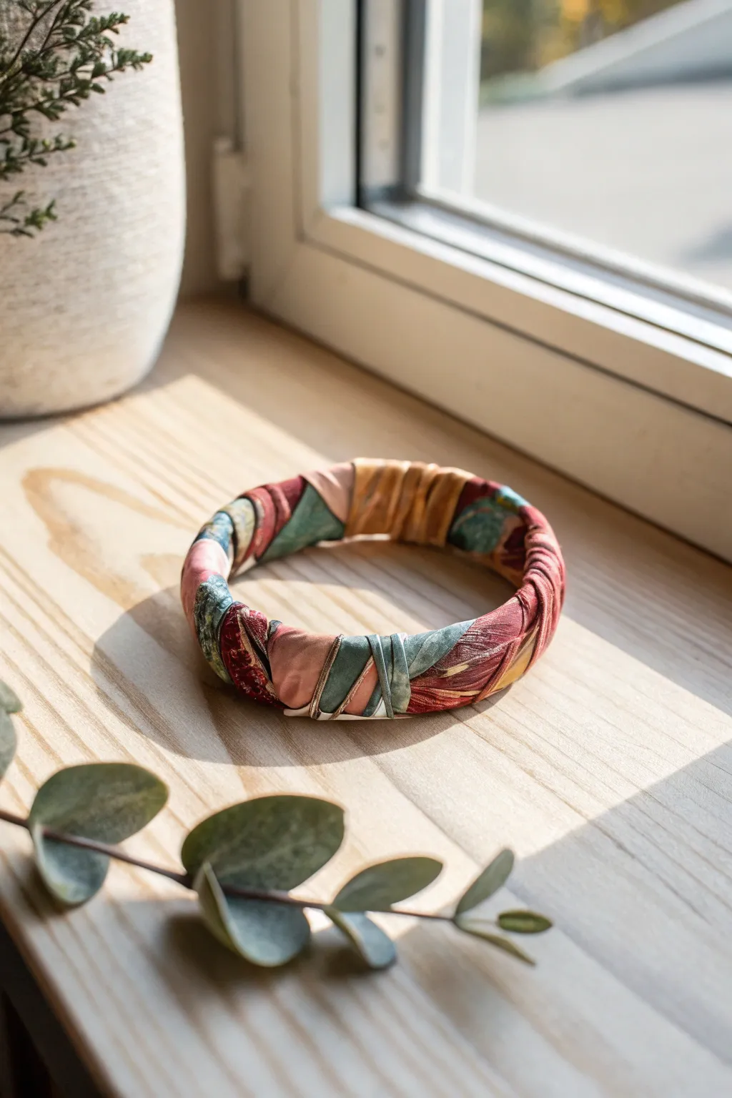 Elevate your style with a touch of boho elegance: DIY fabric-wrapped bangles that celebrate creativity and sustainability.