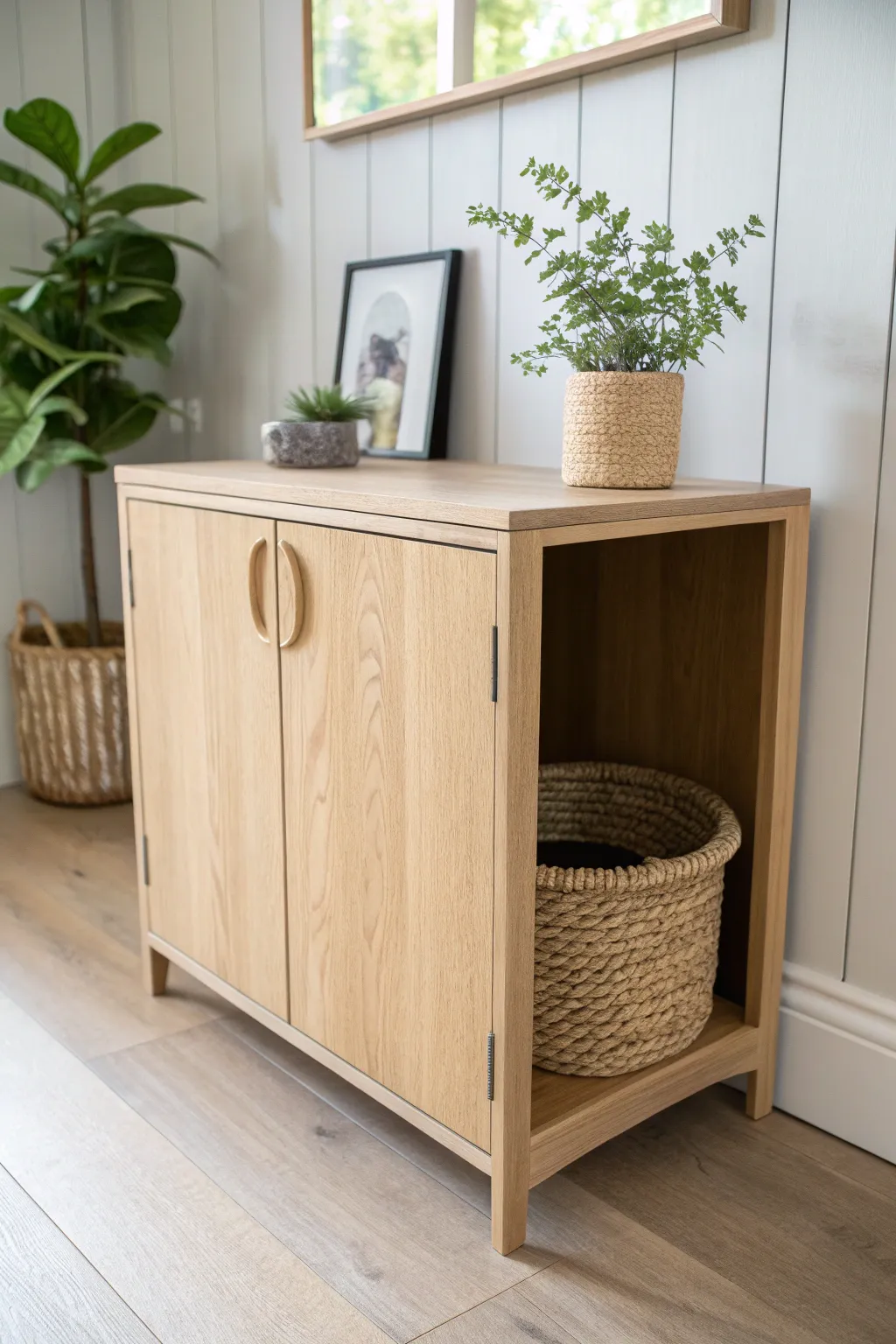 Elevate your space with a minimalist top-entry cabinet that keeps your floors clean and stylish.