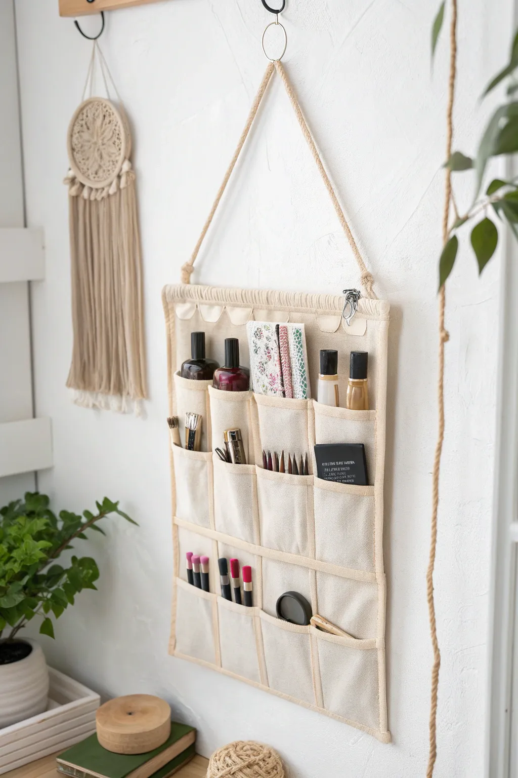 Transform your space with a chic hanging organizer—perfect for keeping your beauty essentials stylishly sorted.