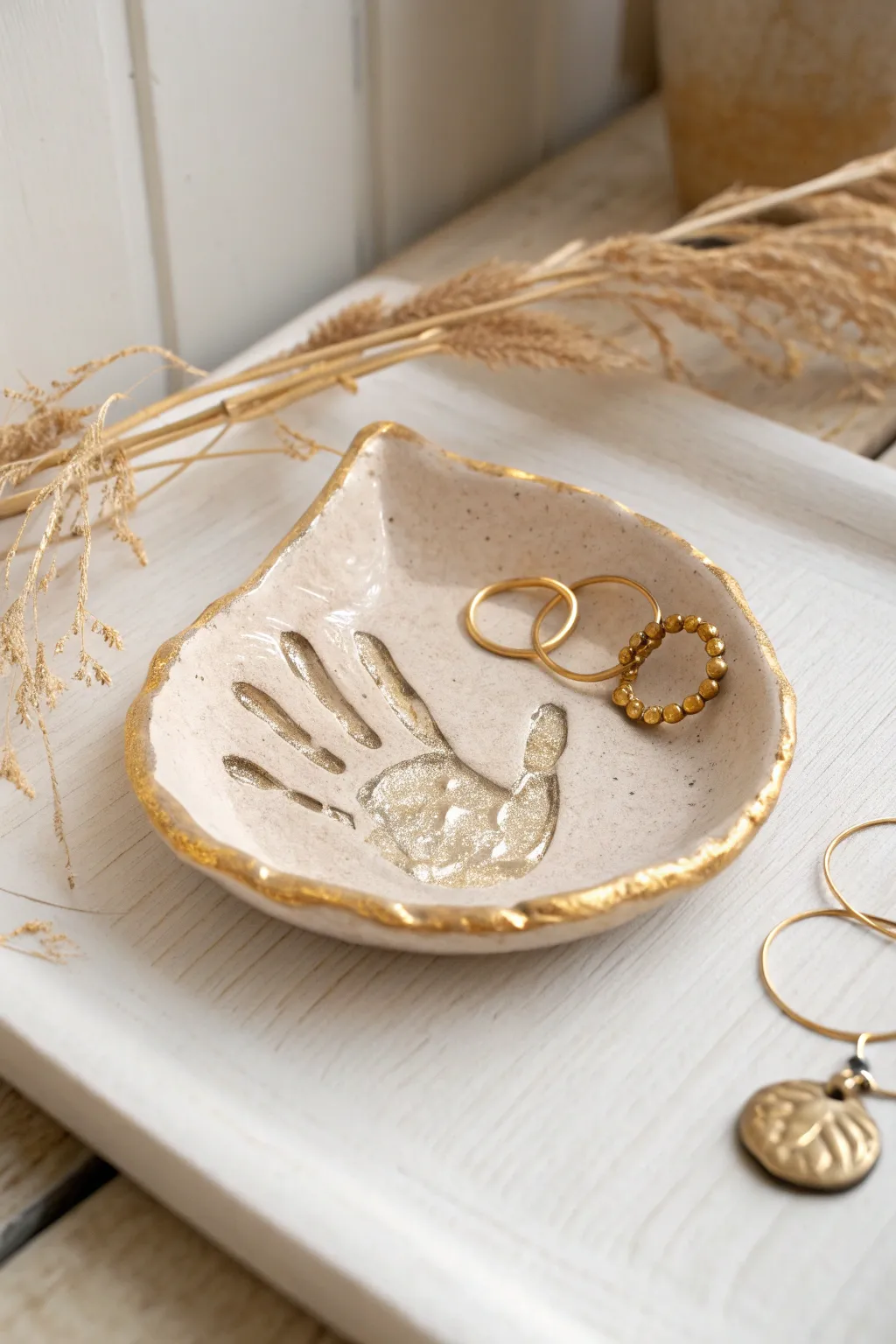 Capture the love of a child's touch with this handcrafted clay jewelry dish—a perfect, heartfelt gift for Mother's Day.