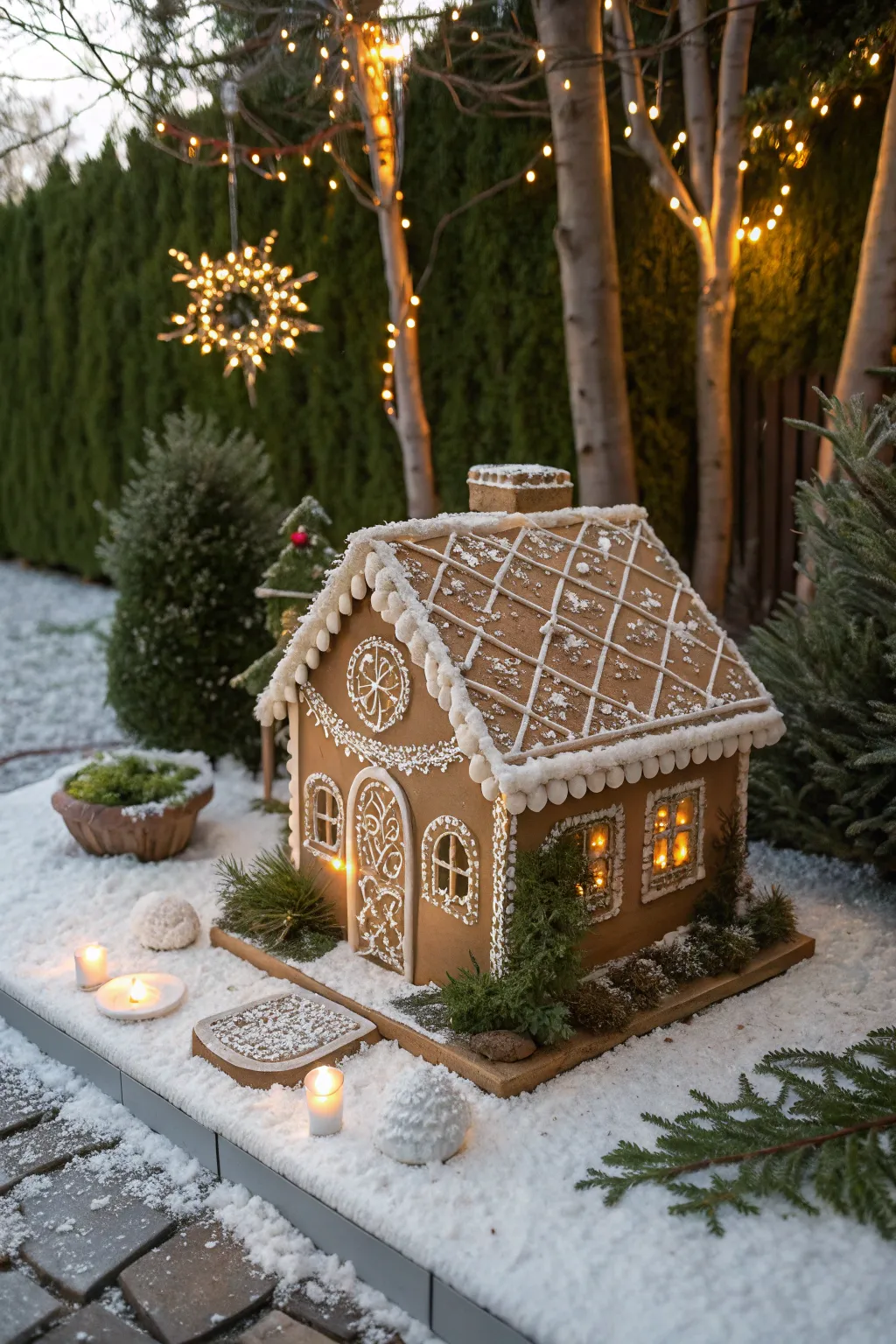 Bring storybook charm to your garden with this enchanting DIY gingerbread house decoration.