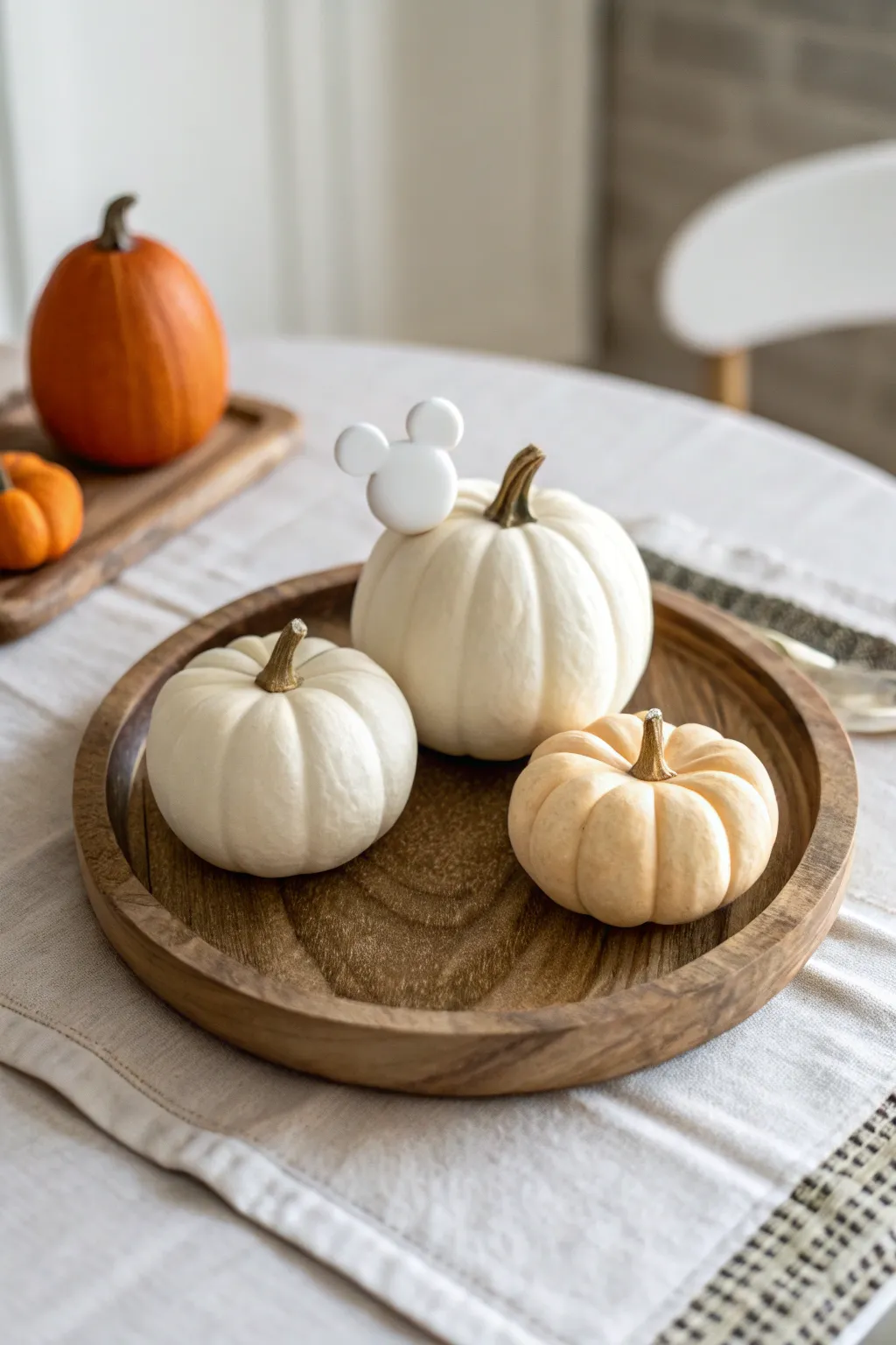 Add a playful twist to your table decor with this charming Mickey Mouse pumpkin centerpiece!
