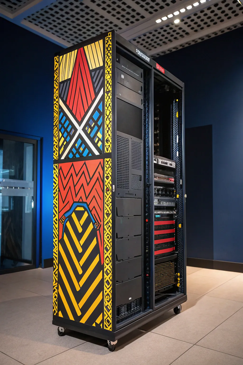 Elevate your tech space with this handcrafted art-inspired server rack, where creativity meets functionality.