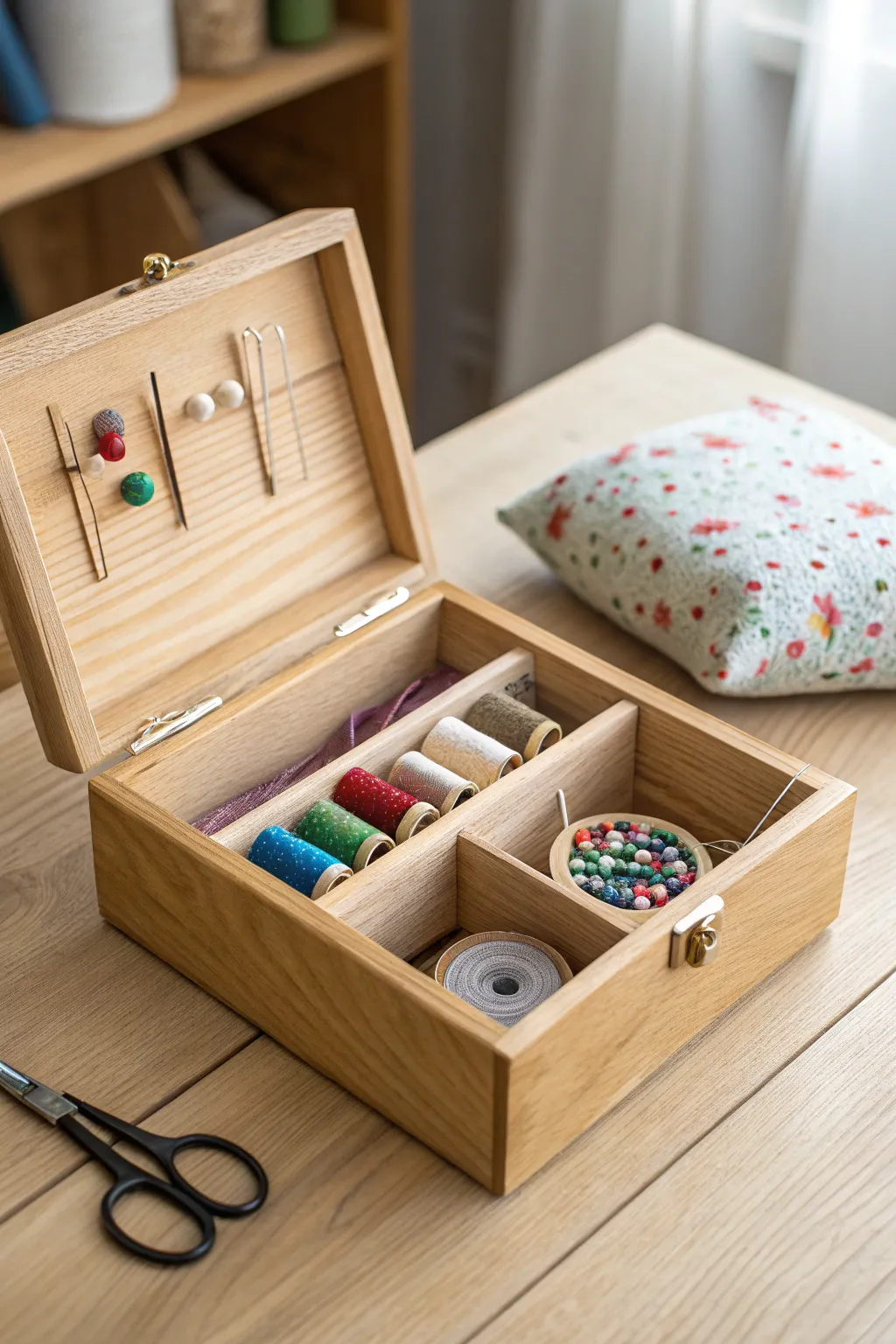 Transform your sewing supplies into a work of art with a stylish DIY toolbox sewing kit. #Craftsmanship #MinimalistLiving