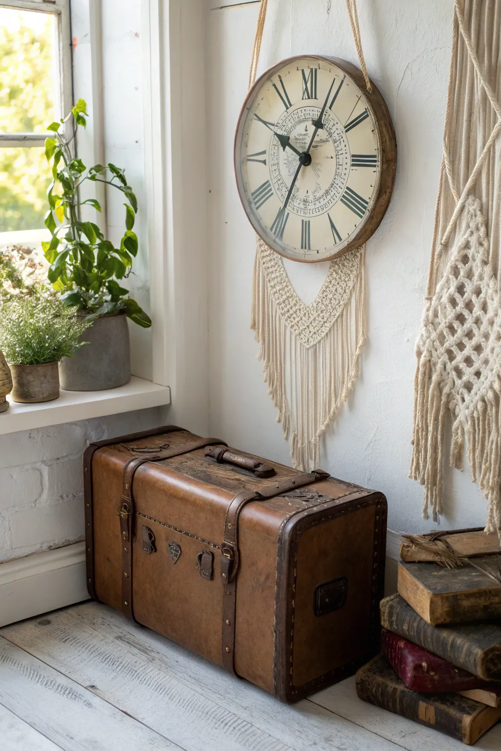 Transform time with a touch of vintage elegance. This suitcase clock is a timeless addition to any minimalist space.