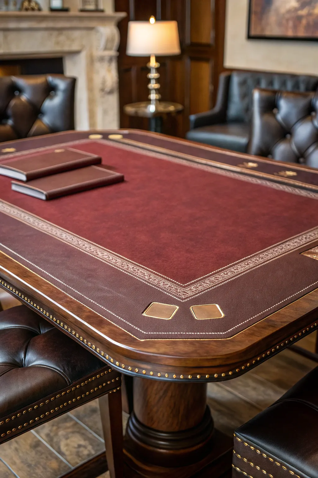 Elevate your dining experience with a handcrafted leather tabletop.
