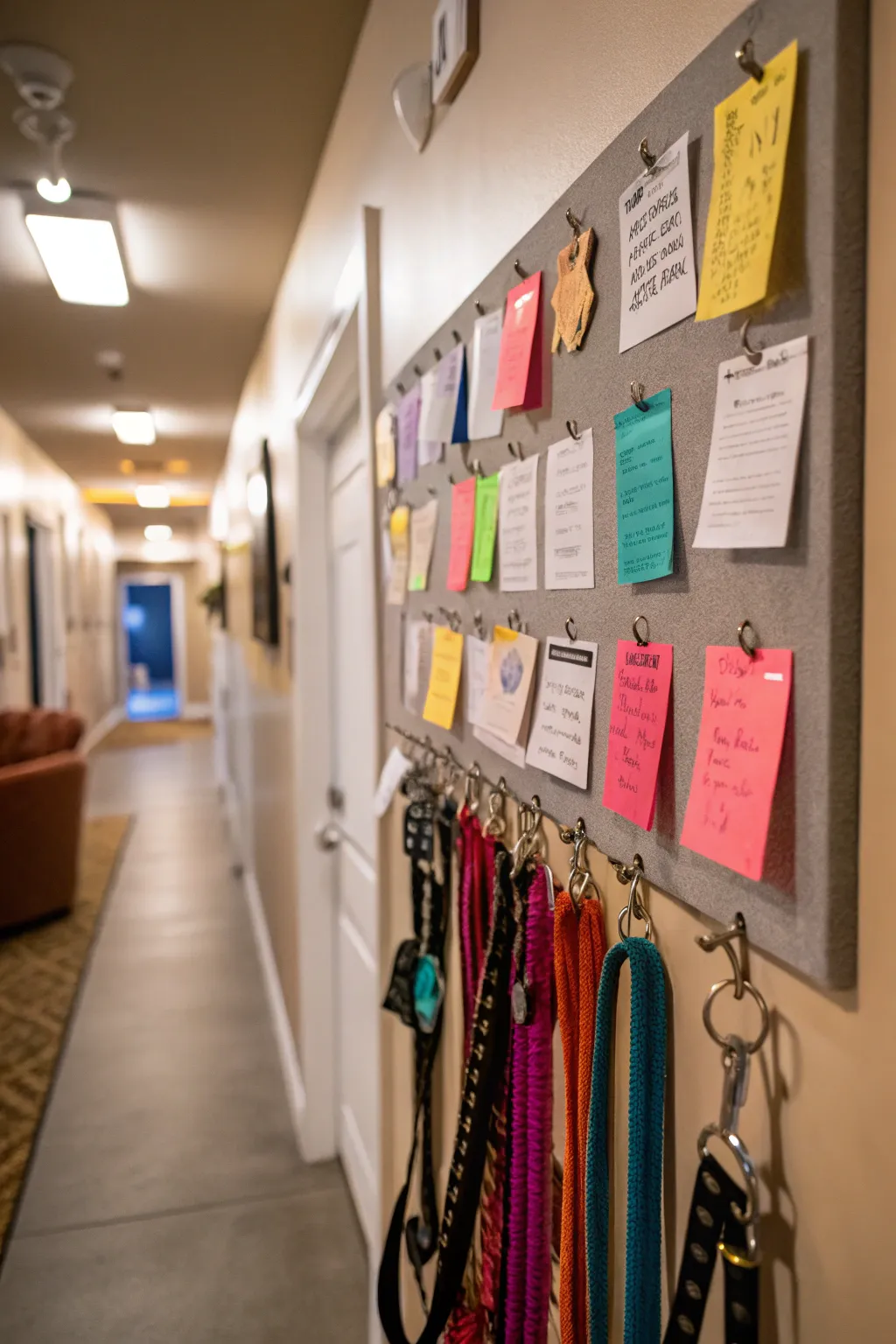A practical message board for organizing dog routines and supplies, offering clarity and charm.