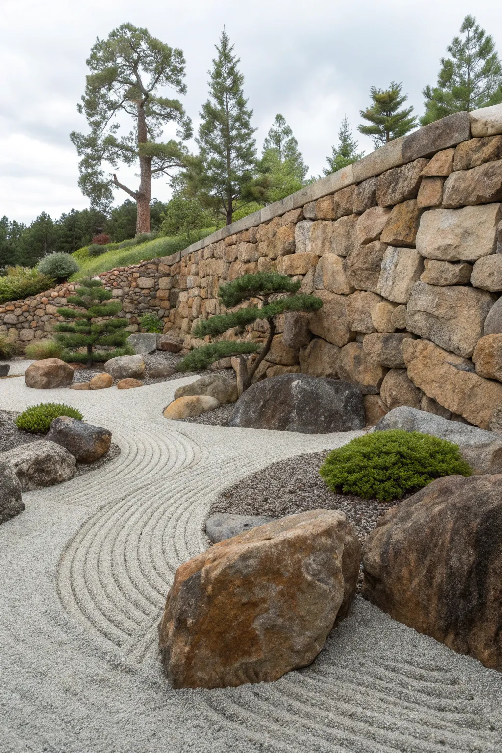 Transform your space into a peaceful zen retreat with a masterfully crafted stone retaining wall.