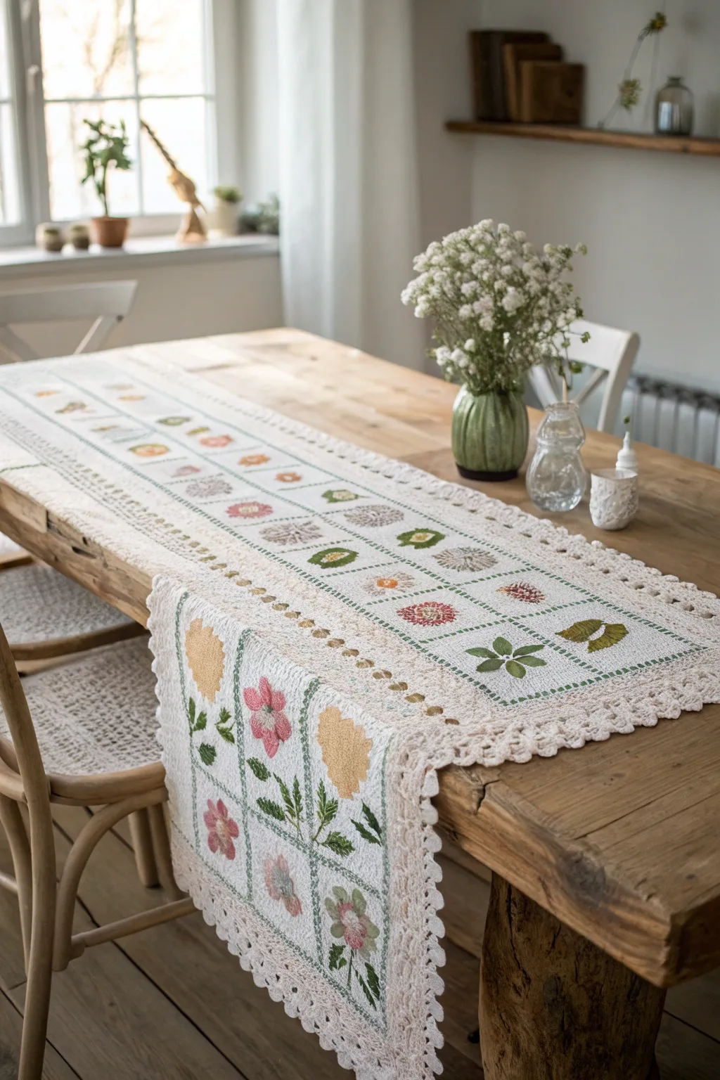 Elevate your Easter table with a handcrafted crochet runner that adds a touch of springtime elegance.