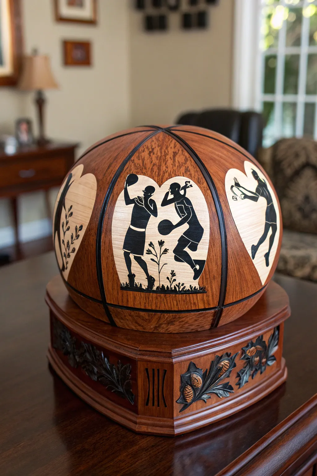 Celebrate Valentine's Day with a touch of sporty sophistication; this handcrafted basketball-themed box is perfect for the basketball fan with an eye for elegance.