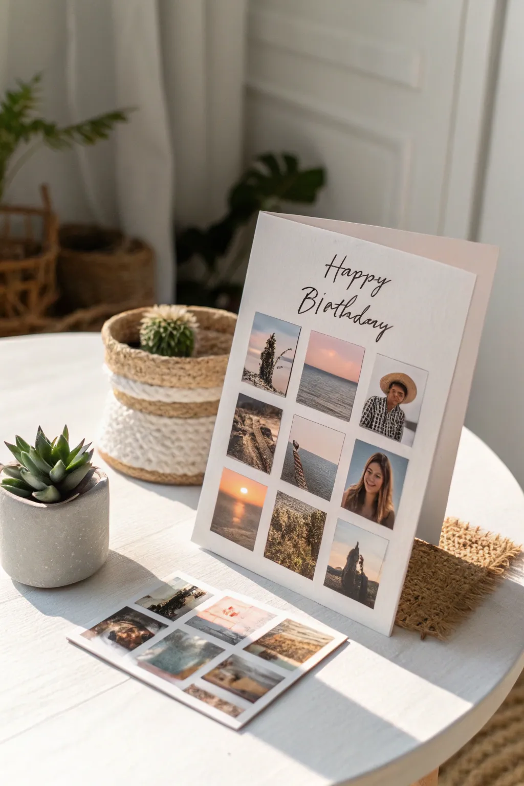 Capture cherished moments with a minimalist photo collage birthday card—crafted with love and simplicity.