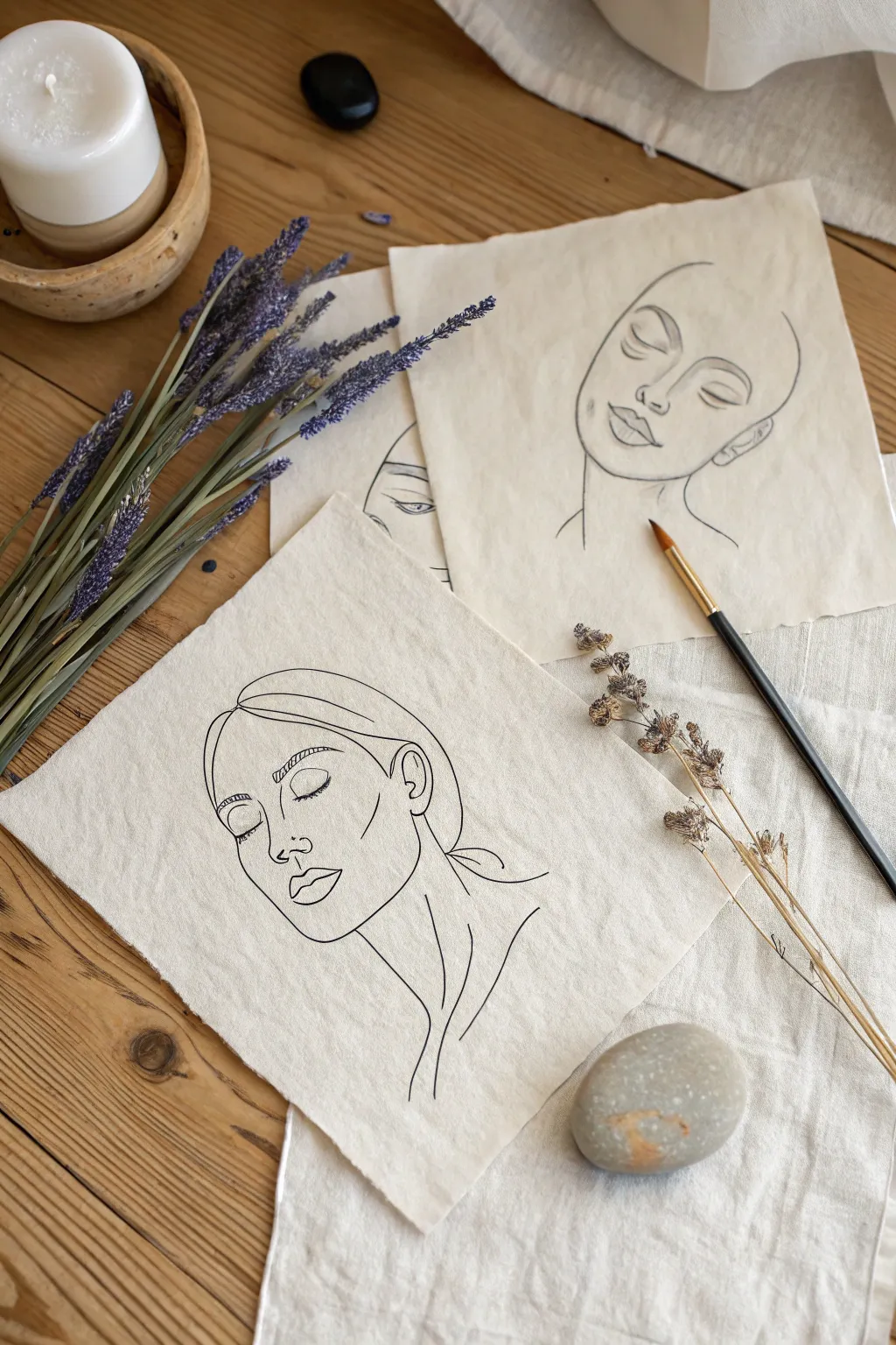 Capture the essence of a face with minimalist sketches—embrace simplicity and natural beauty.