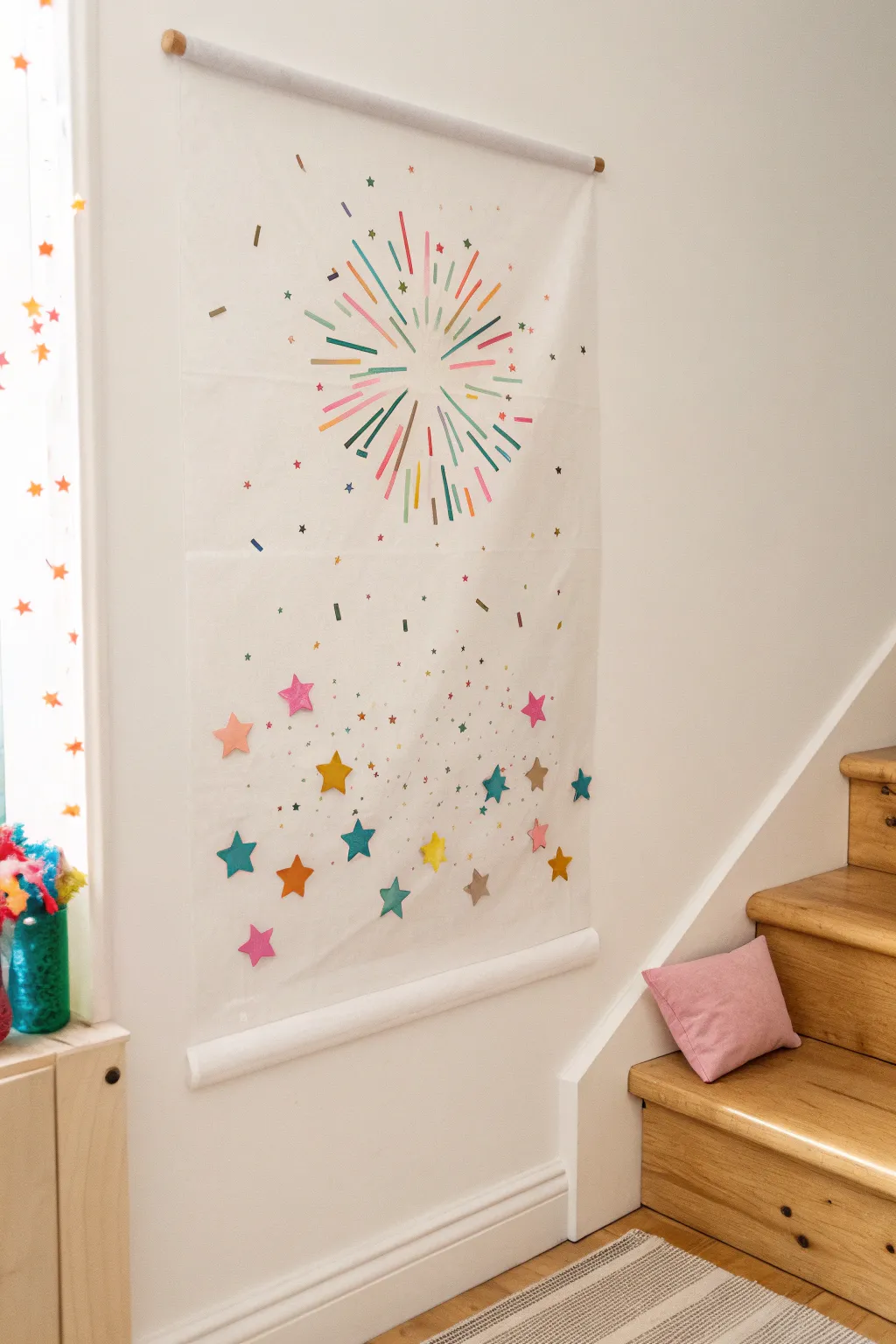 Ignite your toddler's creativity with a vibrant firework sticky wall—where minimalist design meets playful exploration!