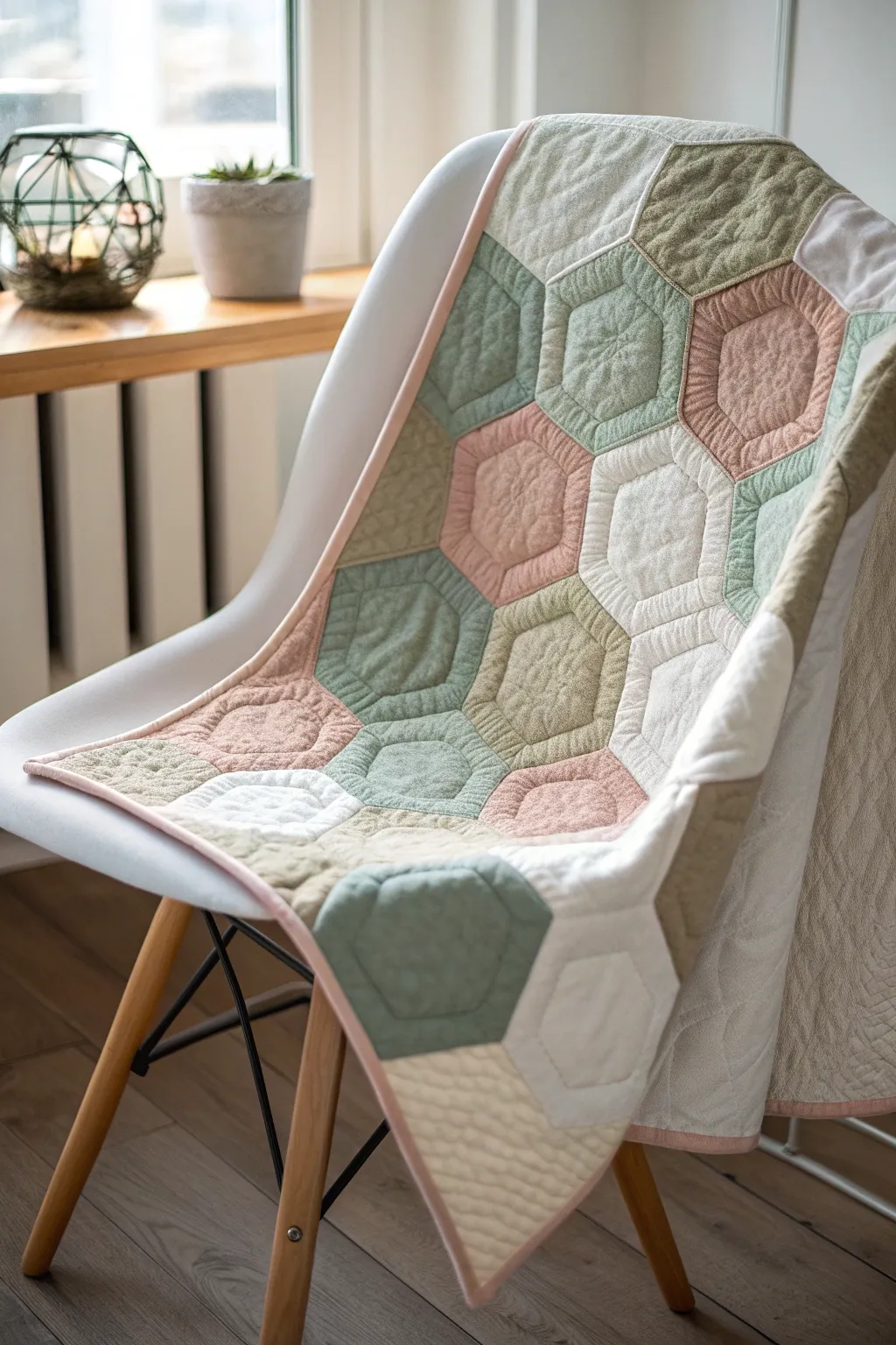 Embrace the art of simplicity with a stunning Hexagon Honeycomb Quilt—where Scandinavian minimalism meets bohemian warmth.
