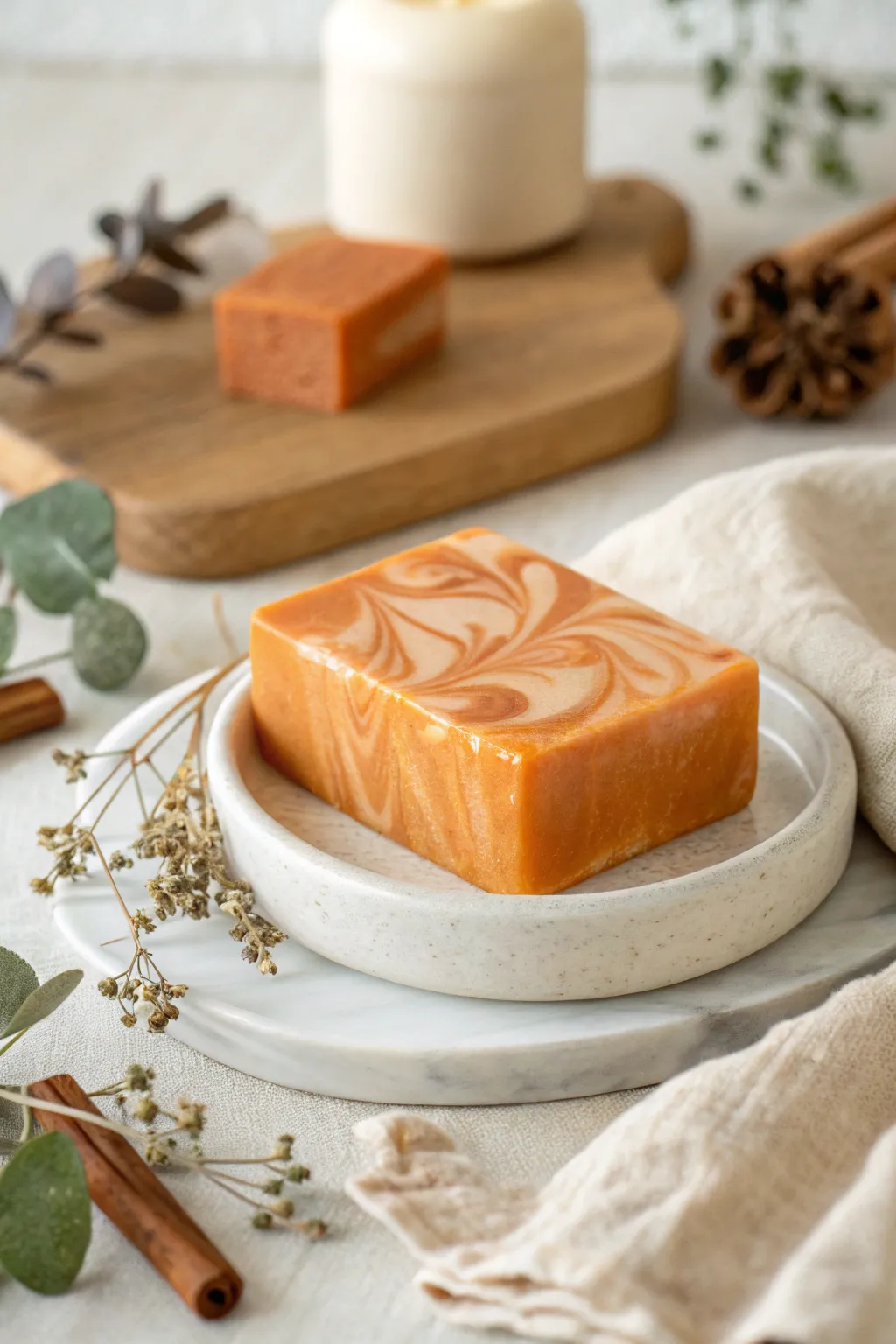 Embrace the essence of autumn with handcrafted pumpkin spice soap, a perfect blend of simplicity and natural beauty.