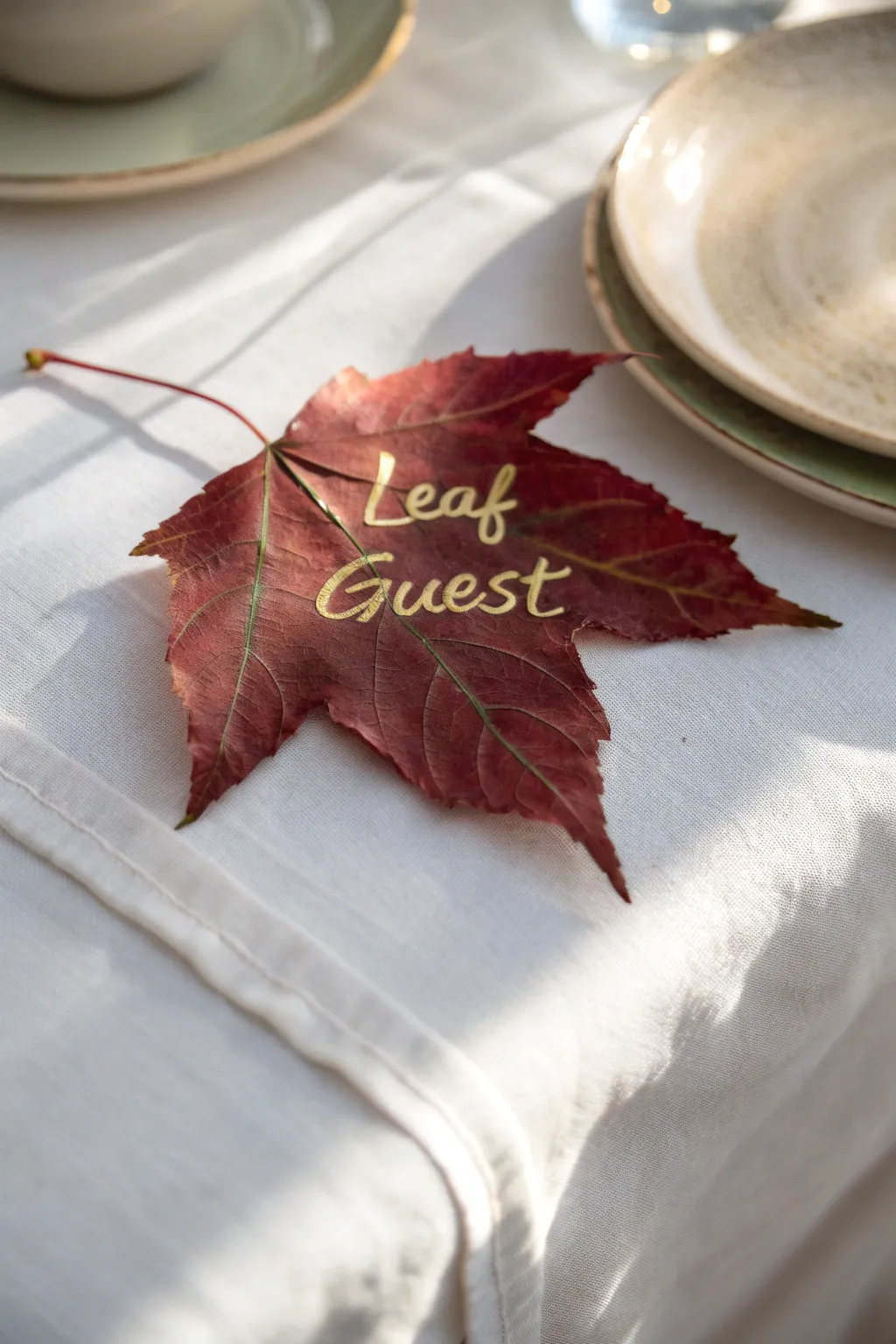 Crafted Elegance: Personalized Leaf Place Cards for Your Fall Gathering