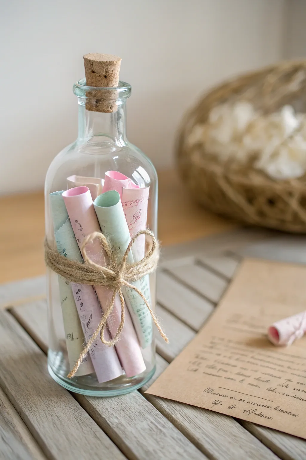 Craft a heartfelt keepsake: A message in a bottle filled with love and appreciation.