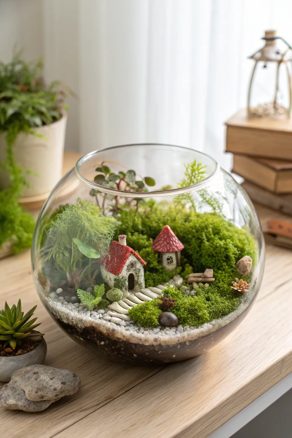 Step into a storybook world with this enchanting fish bowl terrarium. 🌿✨ #MiniatureMagic #ScandiBoho