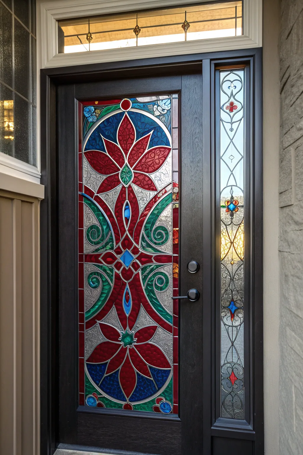 Transform your entryway with striking vinyl elegance.