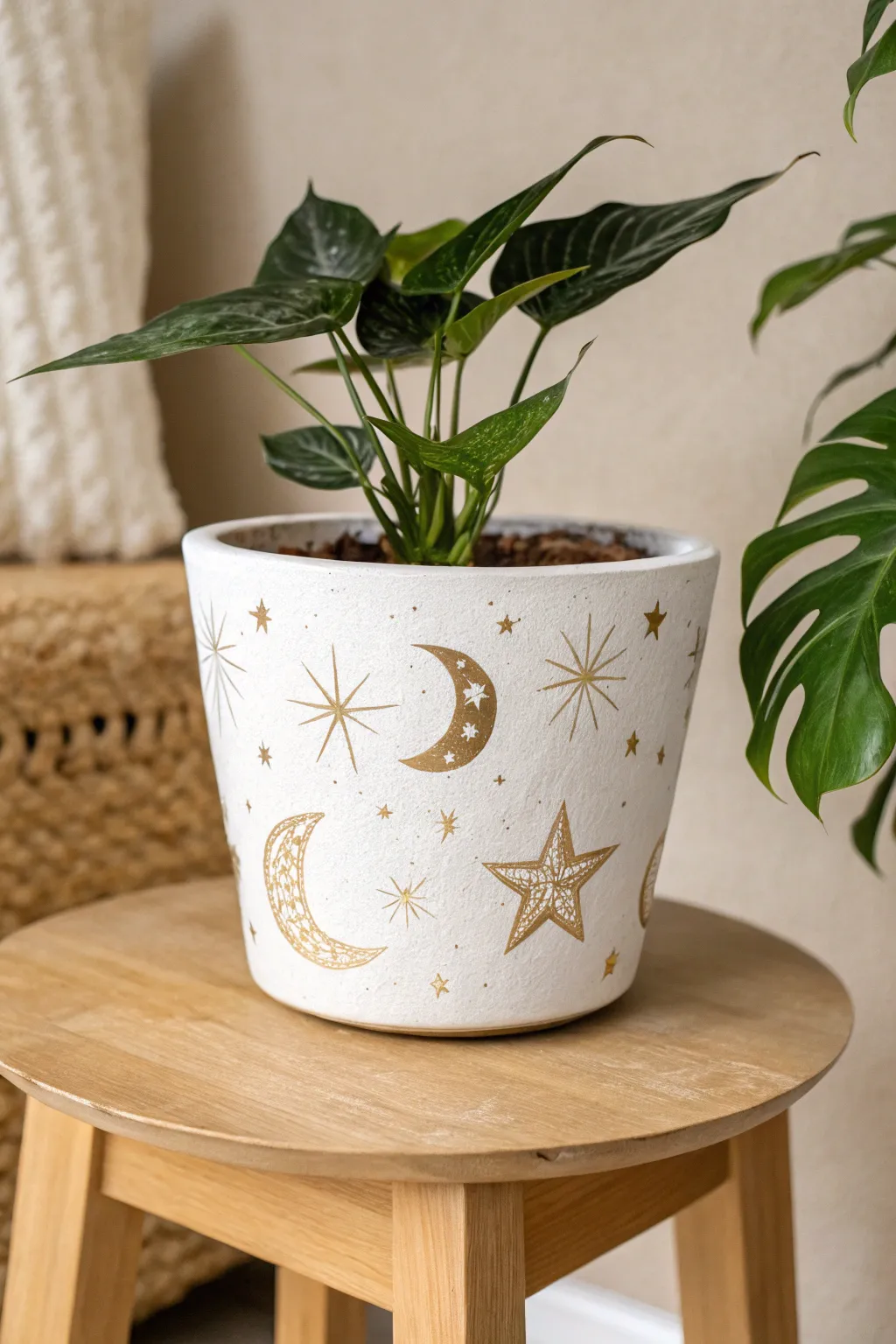 Add a dreamy touch to your space with celestial-inspired flower pot designs.