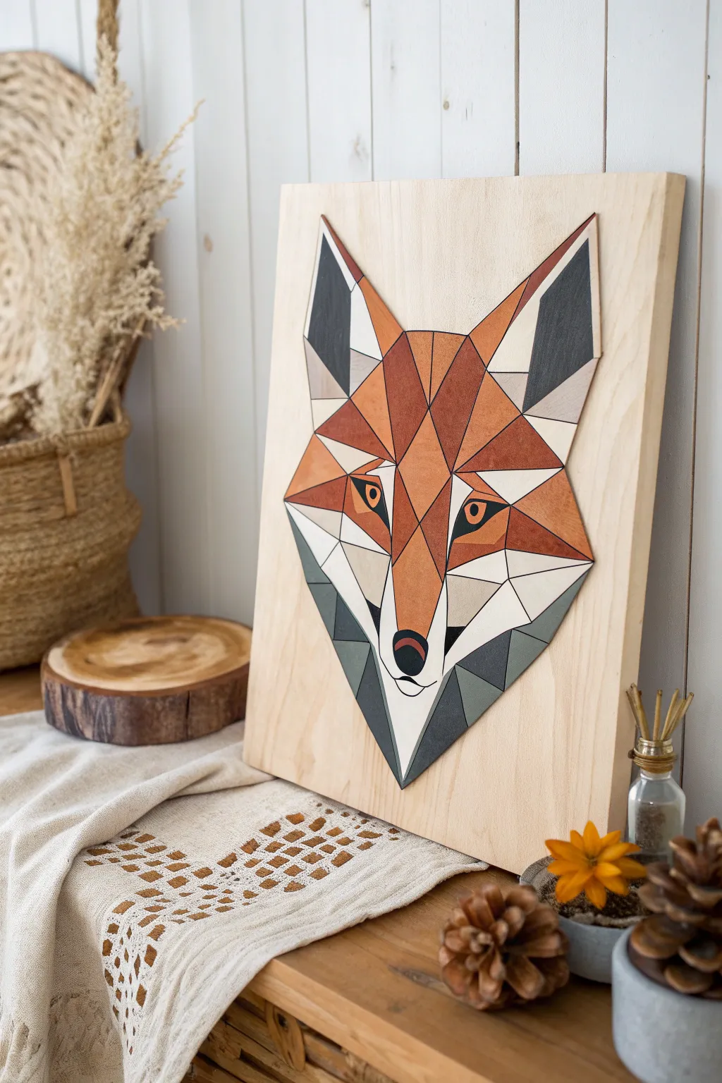 Embrace modern elegance with this stunning geometric fox design, where simplicity meets artistry.