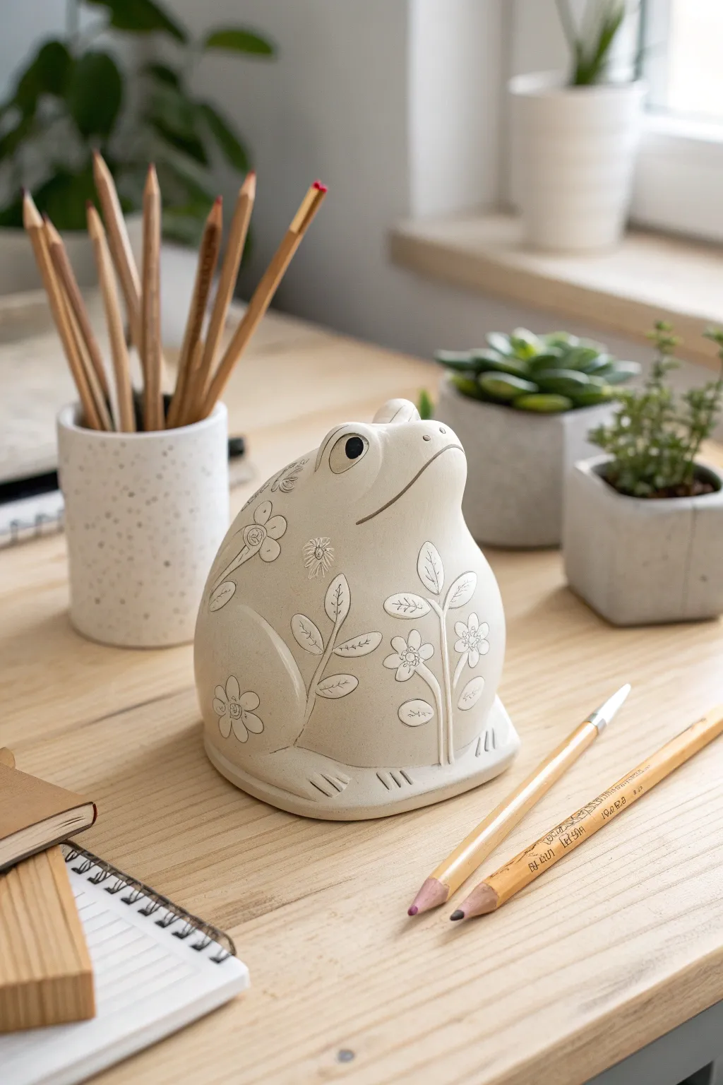 Transform your workspace with this charming frog pencil holder—where simplicity meets playful elegance.