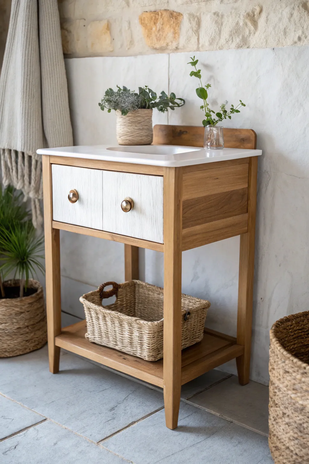 Transform vintage charm into modern elegance with this repurposed washstand nightstand.
