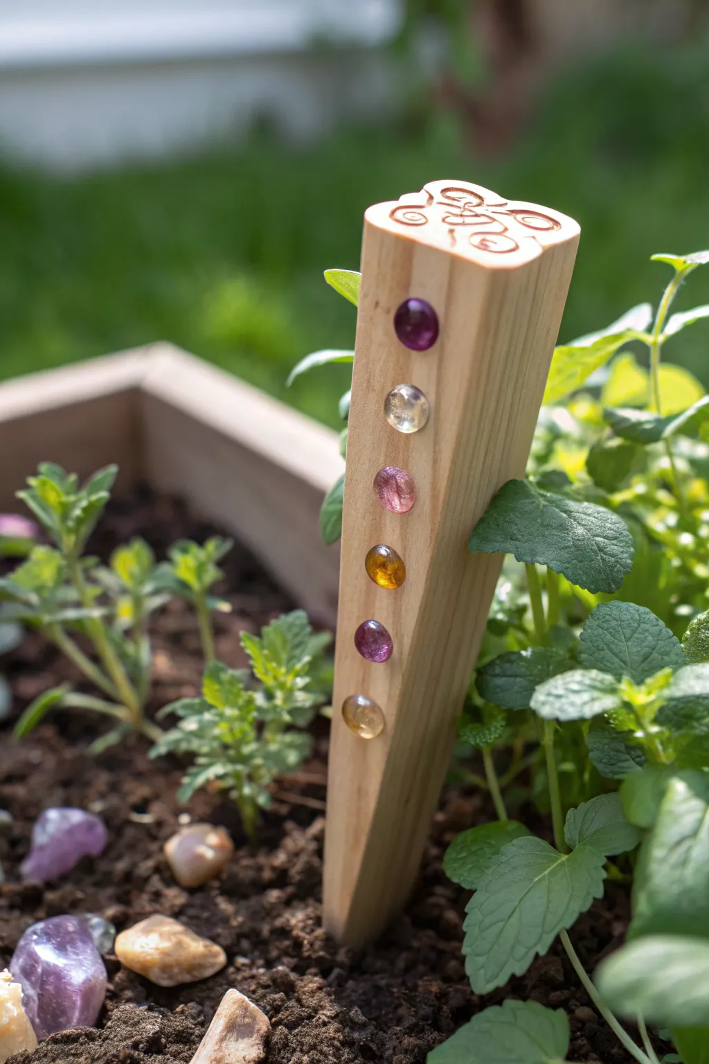Elevate your garden's charm with these enchanting gemstone chip markers, blending nature with artistry.