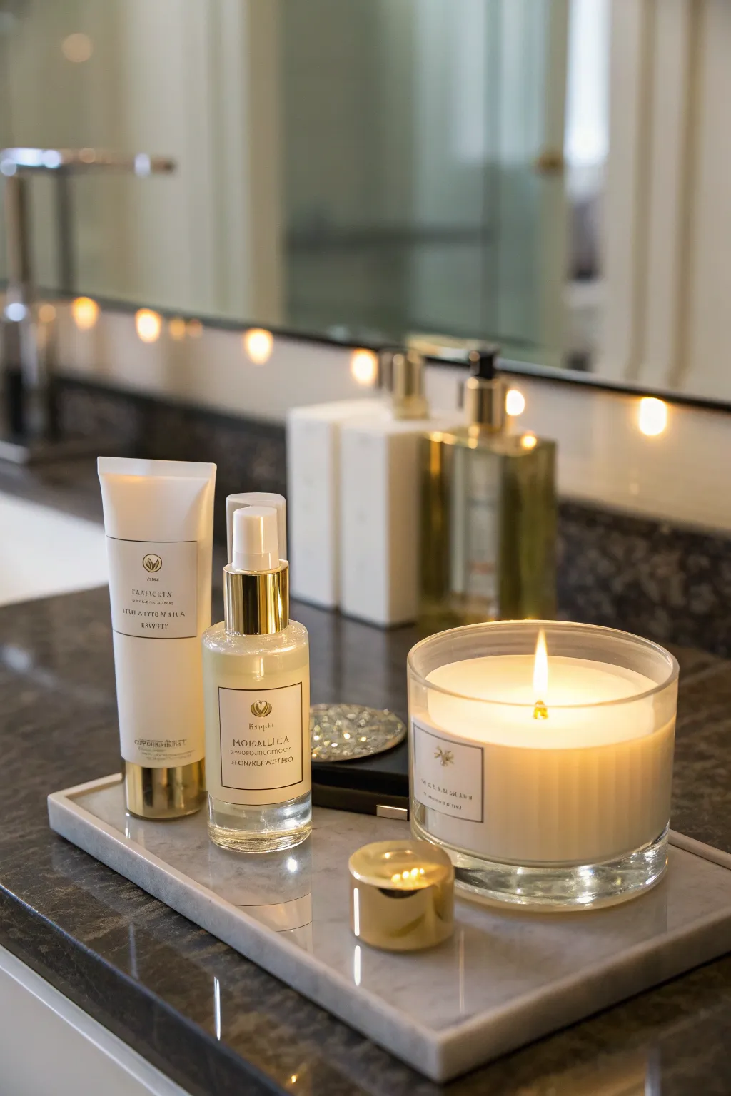 Luxury skincare products elevate the indulgence of candle gifts.